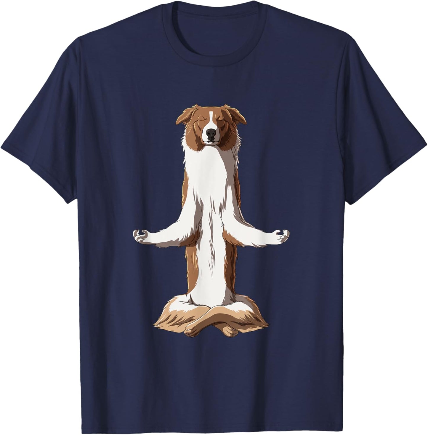 Funny Yoga Dog English Shepherd Men Women Kids T-Shirt - T-Shirt | Navy