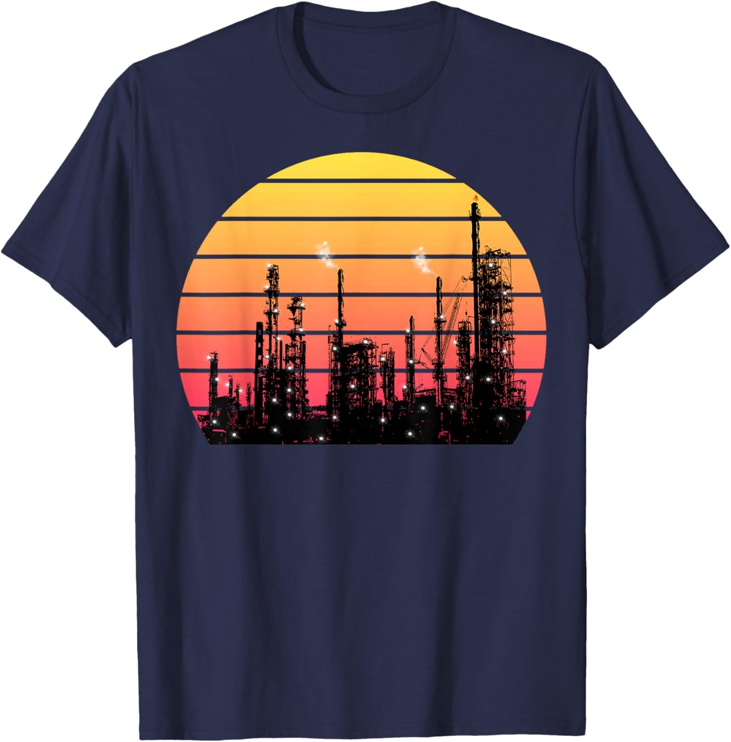 Vintage Oil Refinery Plant T-Shirt - T-Shirt | Navy