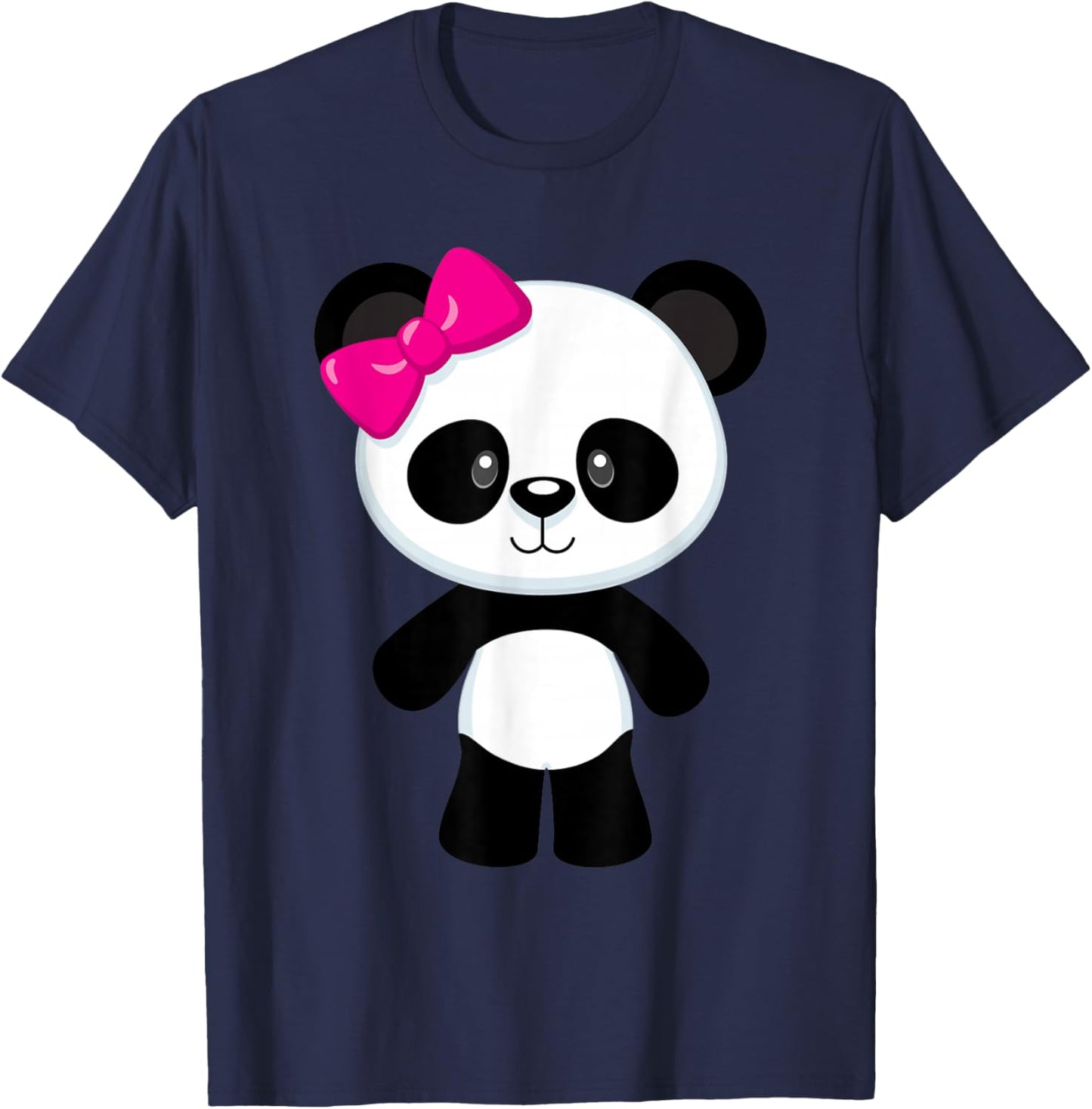 Cute Baby Panda Girl with Bow T-Shirt - T-Shirt | Navy