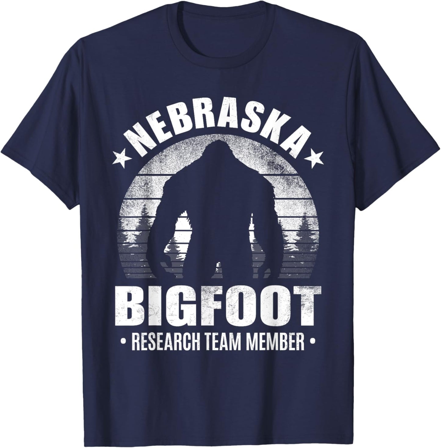 Nebraska Bigfoot Research Team Member Sasquatch Sunset T-Shirt - T-Shirt | Navy