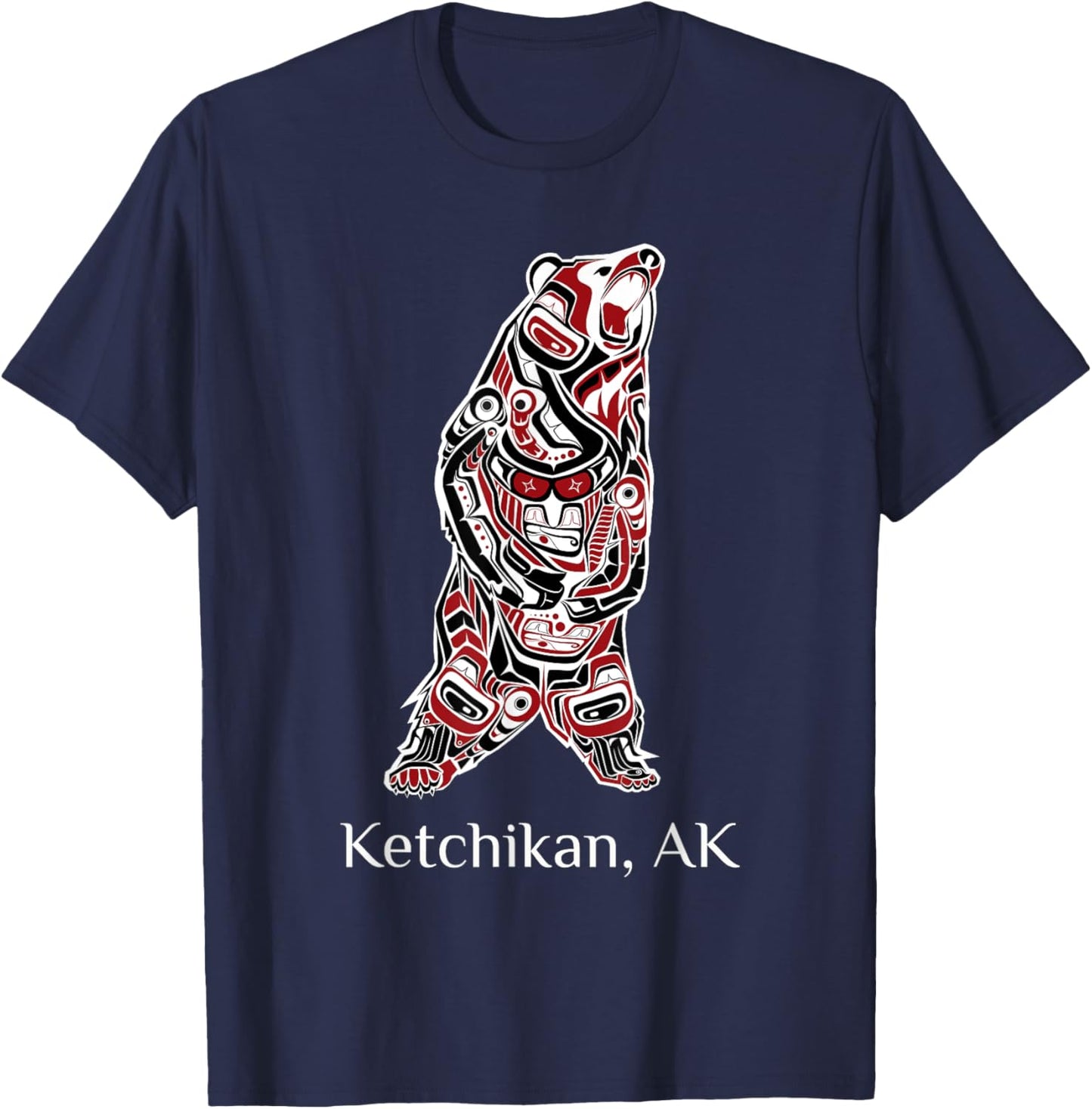 Ketchikan Alaska Native American Indian Brown Grizzly Bear T-Shirt - T-Shirt | Navy