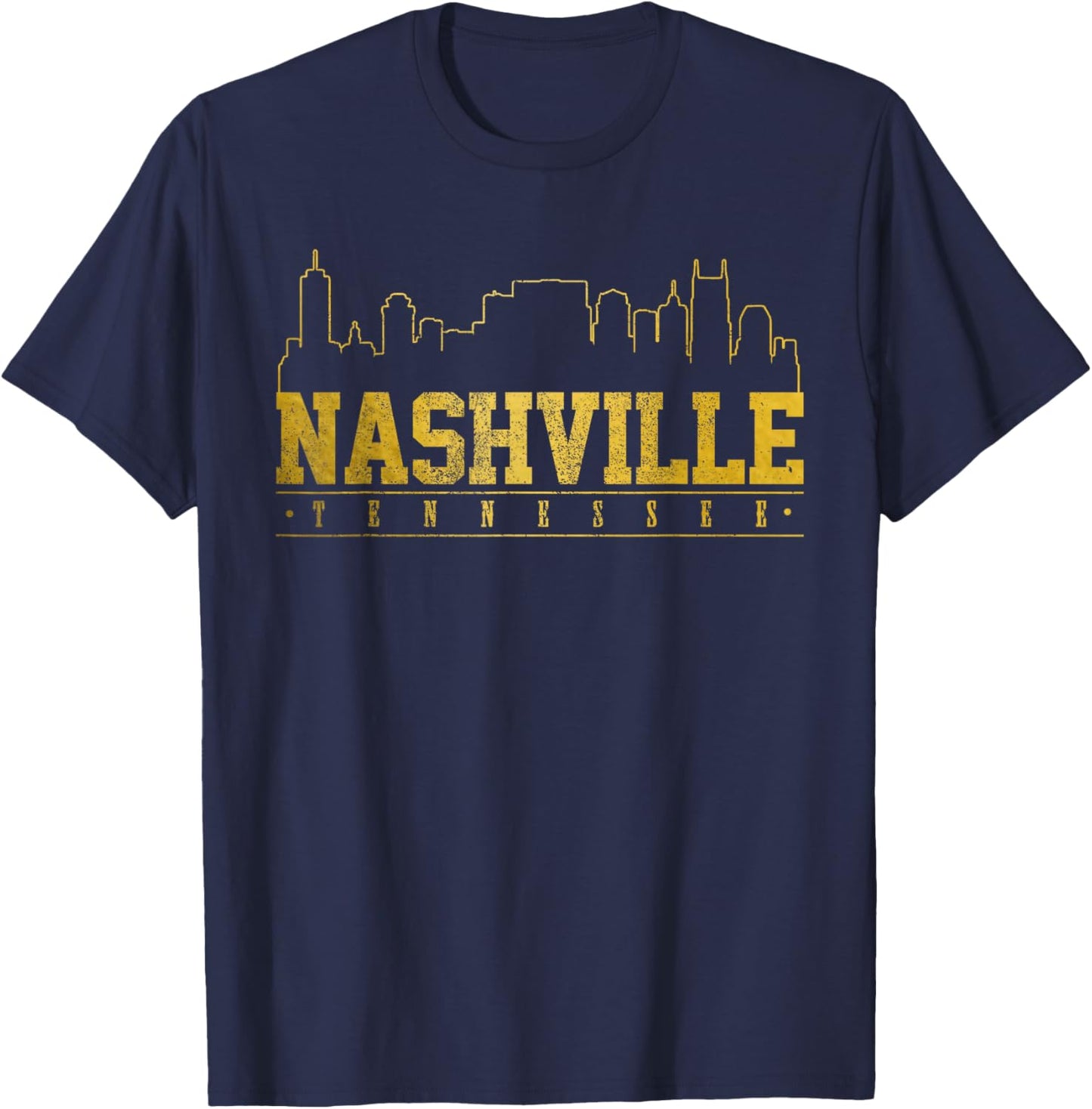 Nashville Skyline Tennessee TN Music City Vintage Nash T-Shirt - T-Shirt | Navy