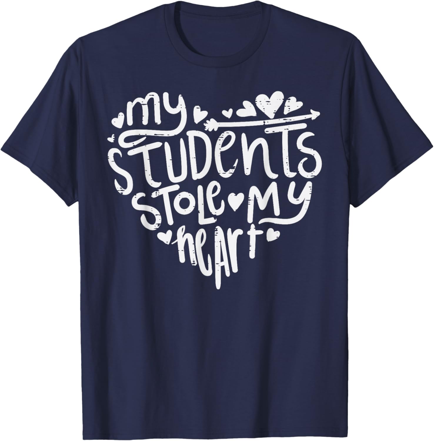 Students stole my heart teacher Valentine's Day T-Shirt - T-Shirt | Navy