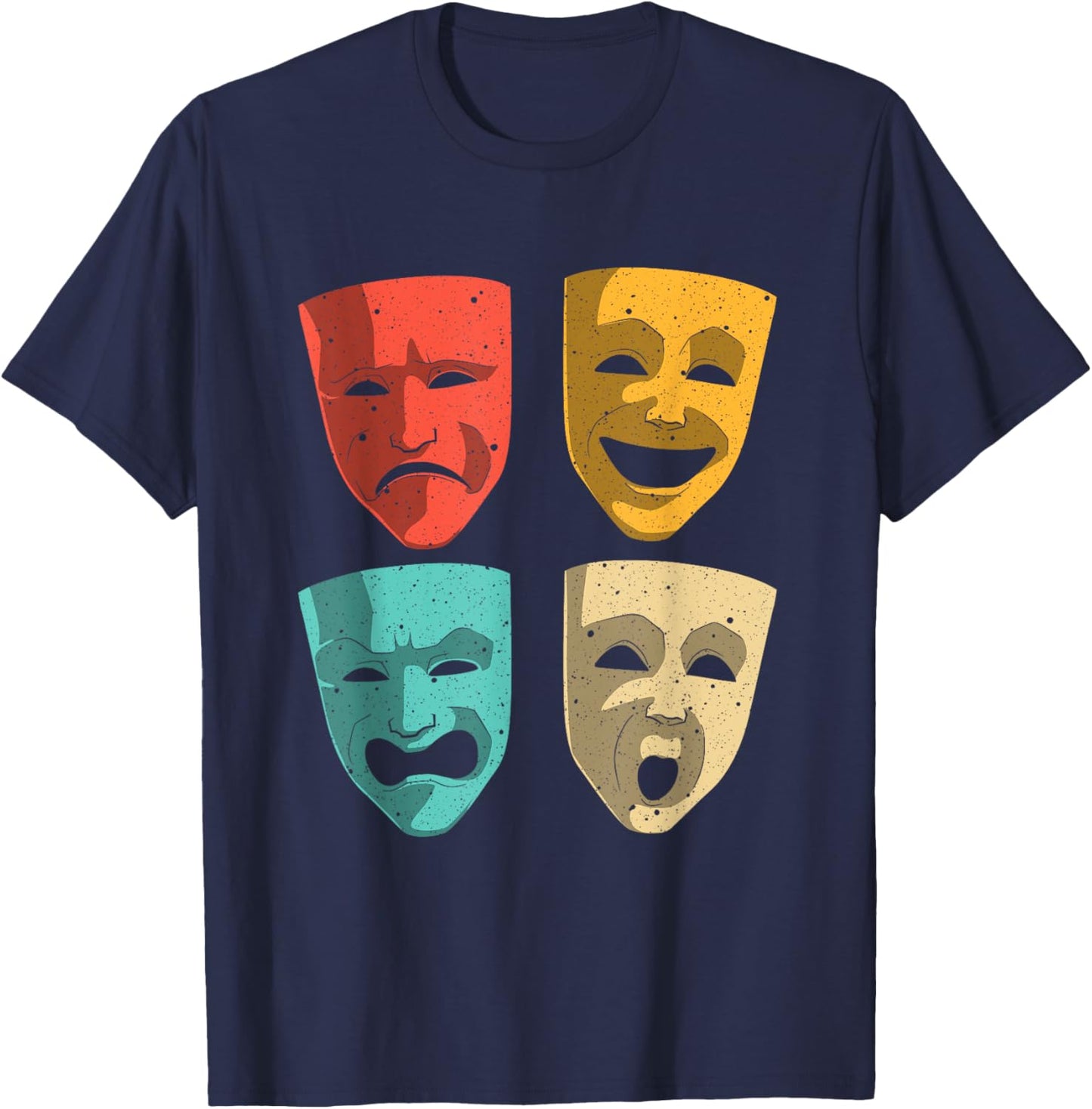 Funny Theater Design Men Women Theatre Masks Broadway Drama T-Shirt - T-Shirt | Navy