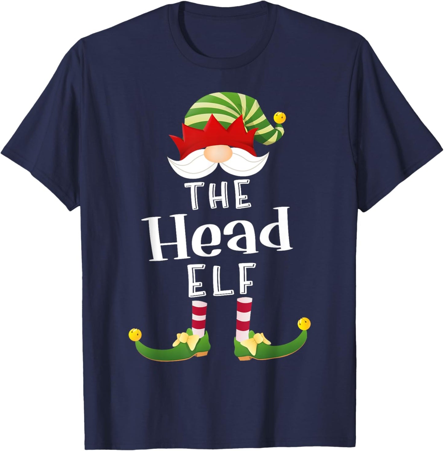 Head Elf Group Christmas Funny Pajama Party T-Shirt - T-Shirt | Navy