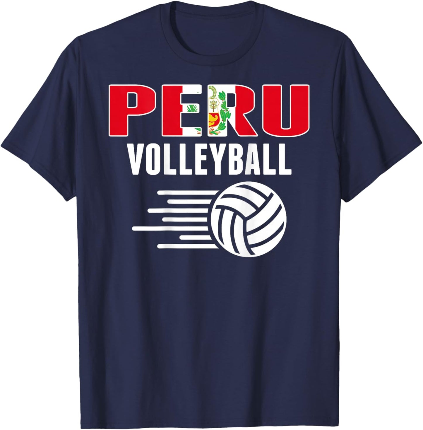 Peru Volleyball Lovers Jersey - Peruvian Flag Sport Fans T-Shirt - T-Shirt | Navy