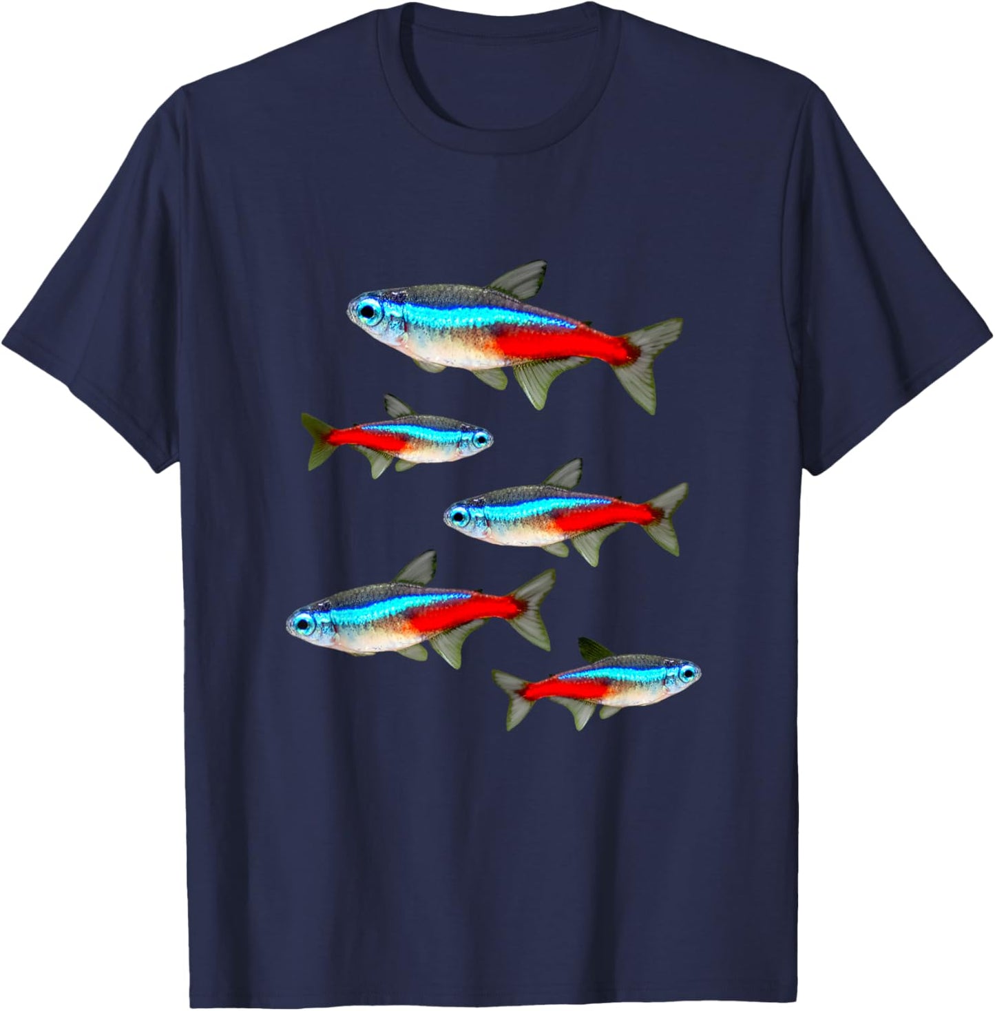 Neon Tetras Aquarium Schooling Fish Tank Lovers T-Shirt - T-Shirt | Navy