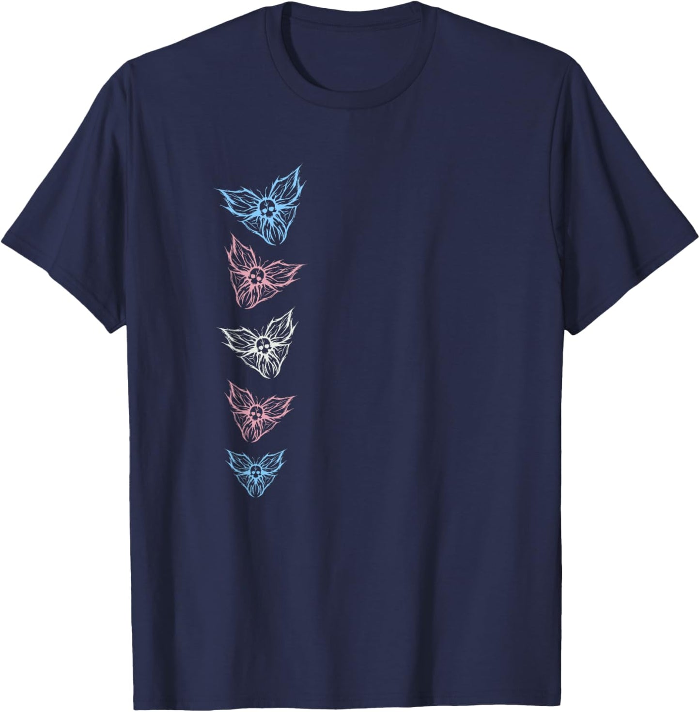 Subtle Transgender FTM MTF Goth Butterfly, Trans Pride Flag T-Shirt - T-Shirt | Navy