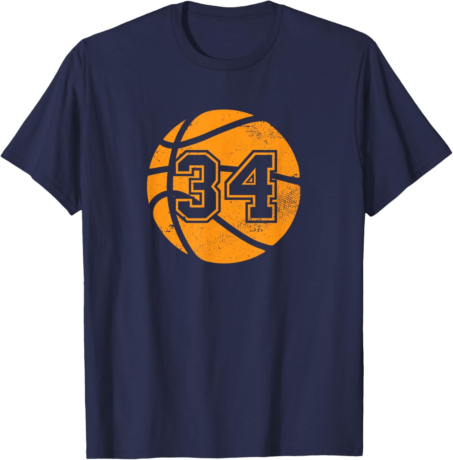 Basketball Player #34 Basketball Mom Dad Jersey Number 34 T-Shirt - T-Shirt | Navy