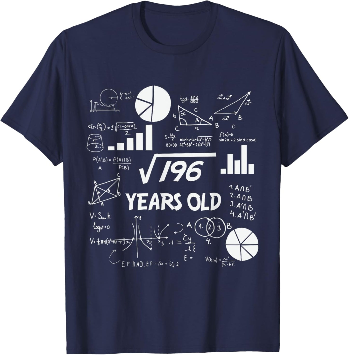 14th Birthday Square Root of 196 Math 14 Years Old Birthday T-Shirt - T-Shirt | Navy