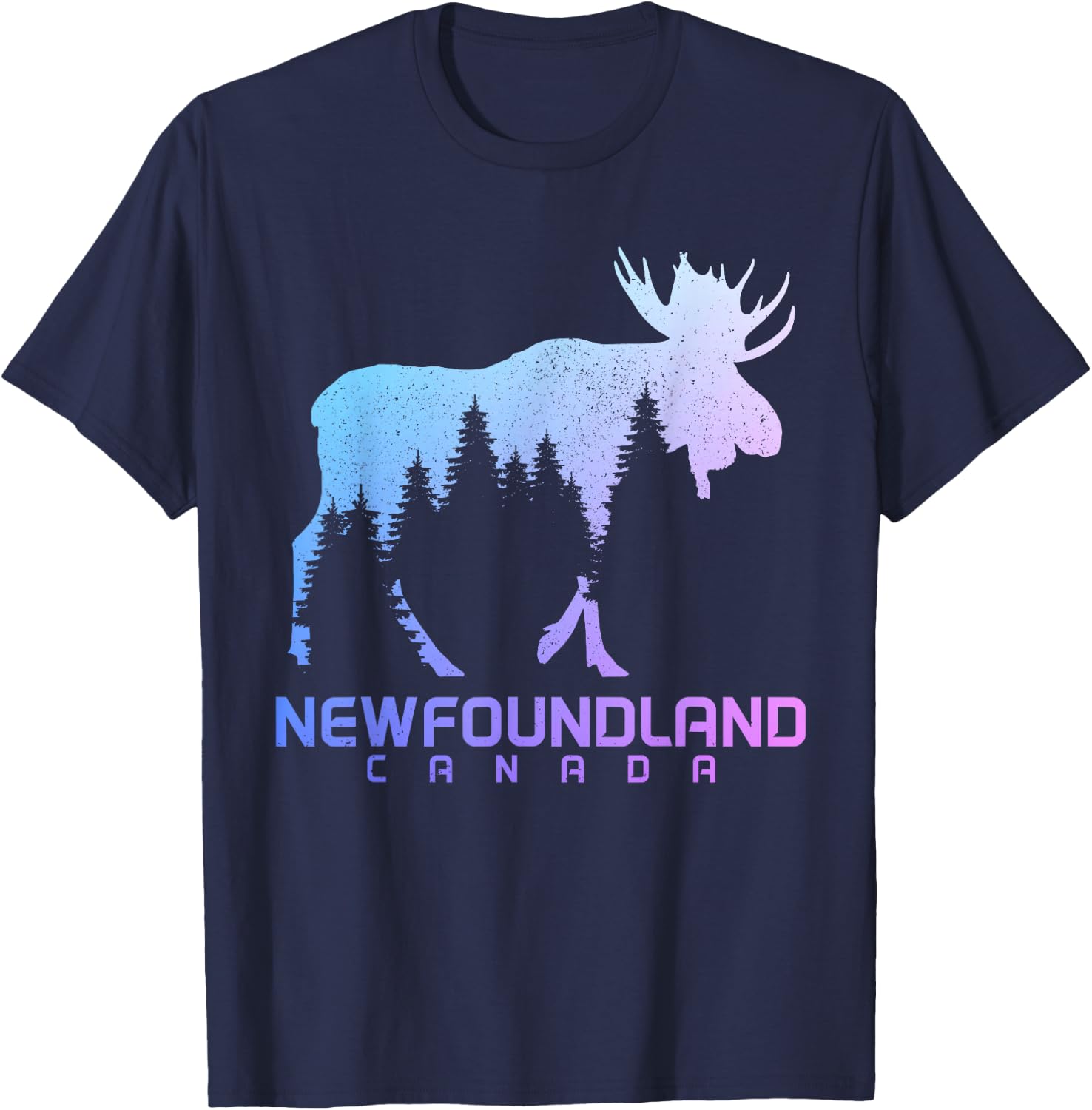 Newfoundland Canada Vintage Moose Souvenir T-Shirt - T-Shirt | Navy