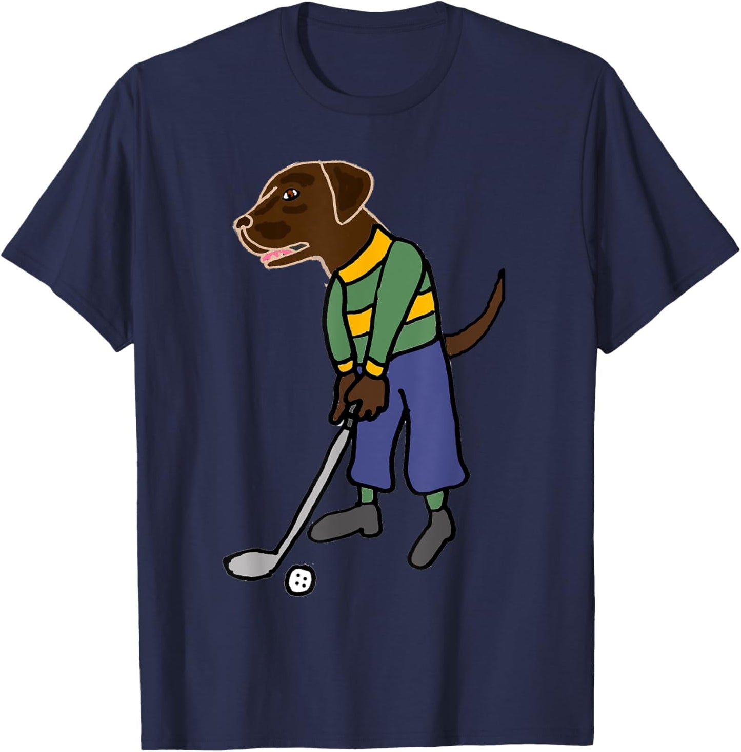 Smileteessports Funny Chocolate Lab Dog Playing Golf Sports Women Girls Kids T-Shirt - T-Shirt | Navy