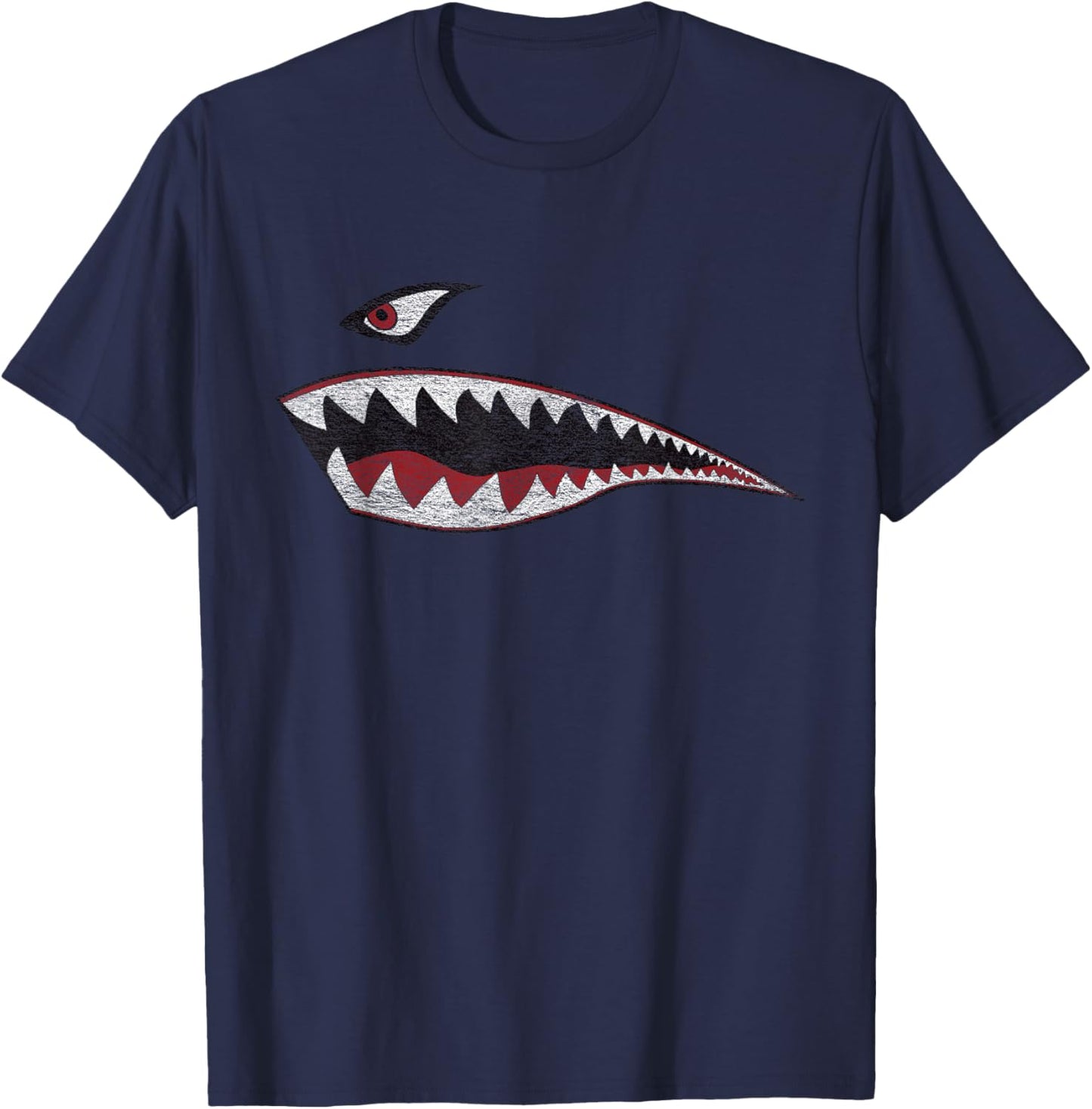 Shark Teeth Nose Art Warhawk P-40 A-10 Warthog War Plane T-Shirt - T-Shirt | Navy