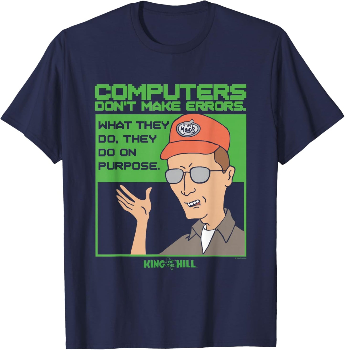 King of The Hill Dale Gribble Computer Errors Cartoon T-Shirt - T-Shirt | Navy