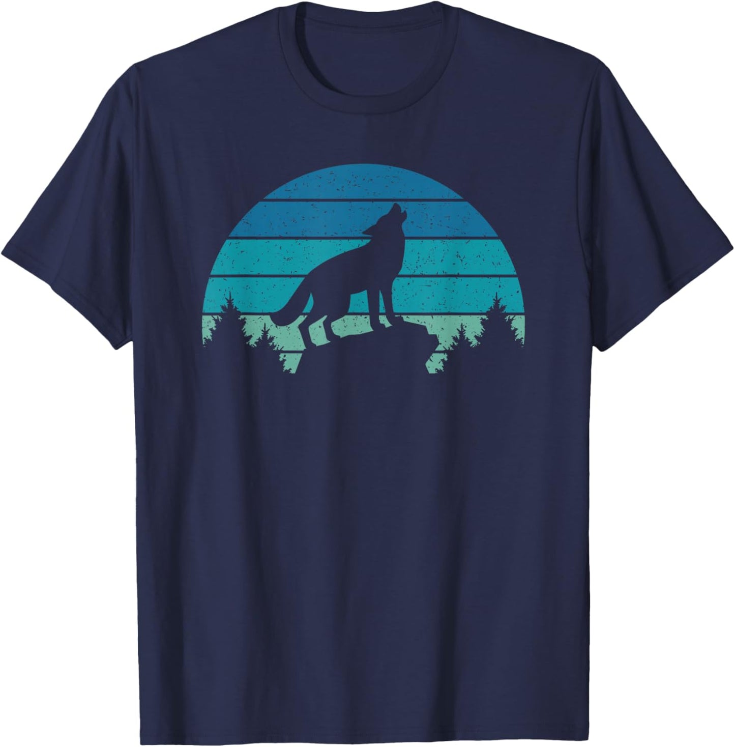 Wolf Retro Wild Animal Wildlife Wolves Men Women Kids T-Shirt - T-Shirt | Navy