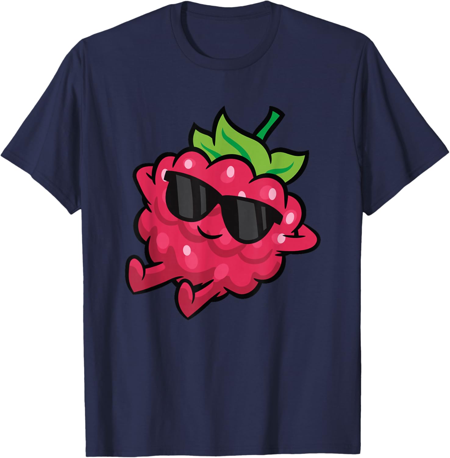 Cute Raspberry Fruit Relaxing Lazy Raspberry T-Shirt - T-Shirt | Navy