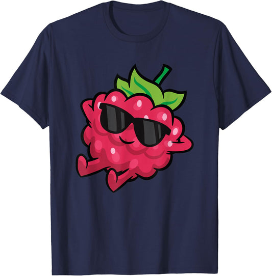 Cute Raspberry Fruit Relaxing Lazy Raspberry T-Shirt - T-Shirt | Navy