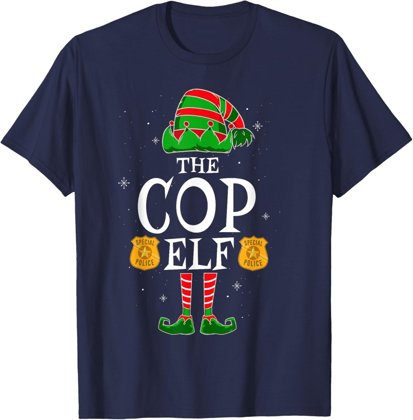 The Cop Elf Group Matching Family Christmas Police Officer T-Shirt - T-Shirt | Navy