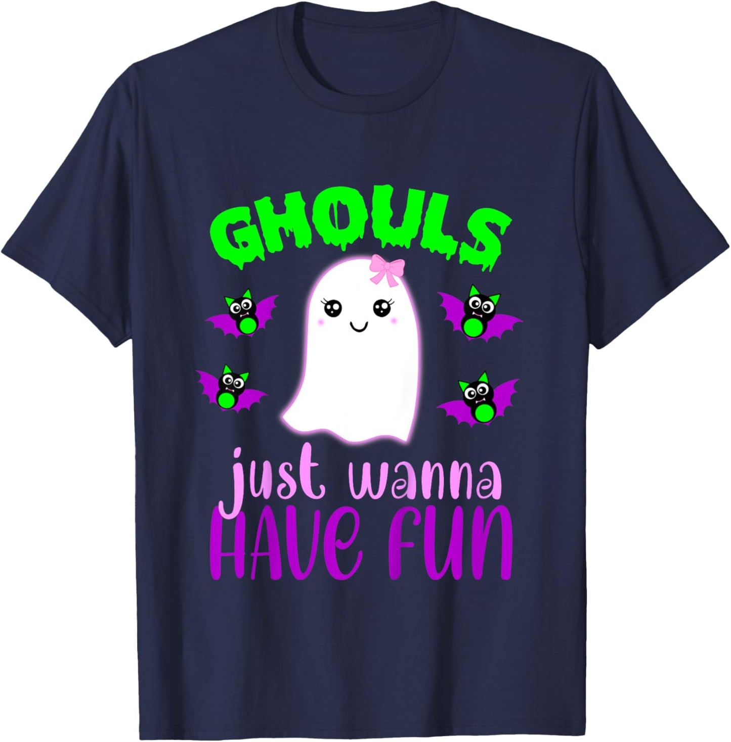 Kids GHOULS JUST WANNA HAVE FUN Funny Halloween Pun Ghost Costume T-Shirt - T-Shirt | Navy