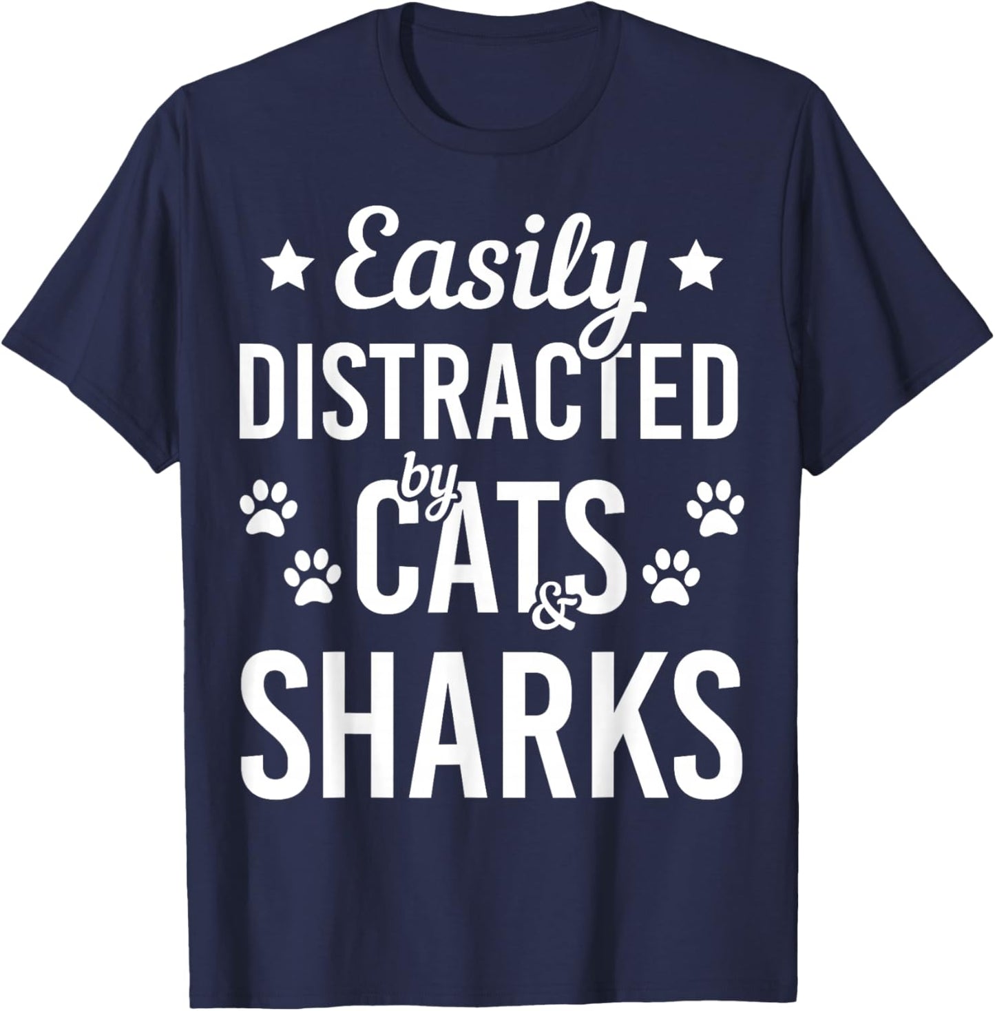 Cat Lover Shark Lover Cats And Sharks Zookeeper Funny Cat T-Shirt - T-Shirt | Navy
