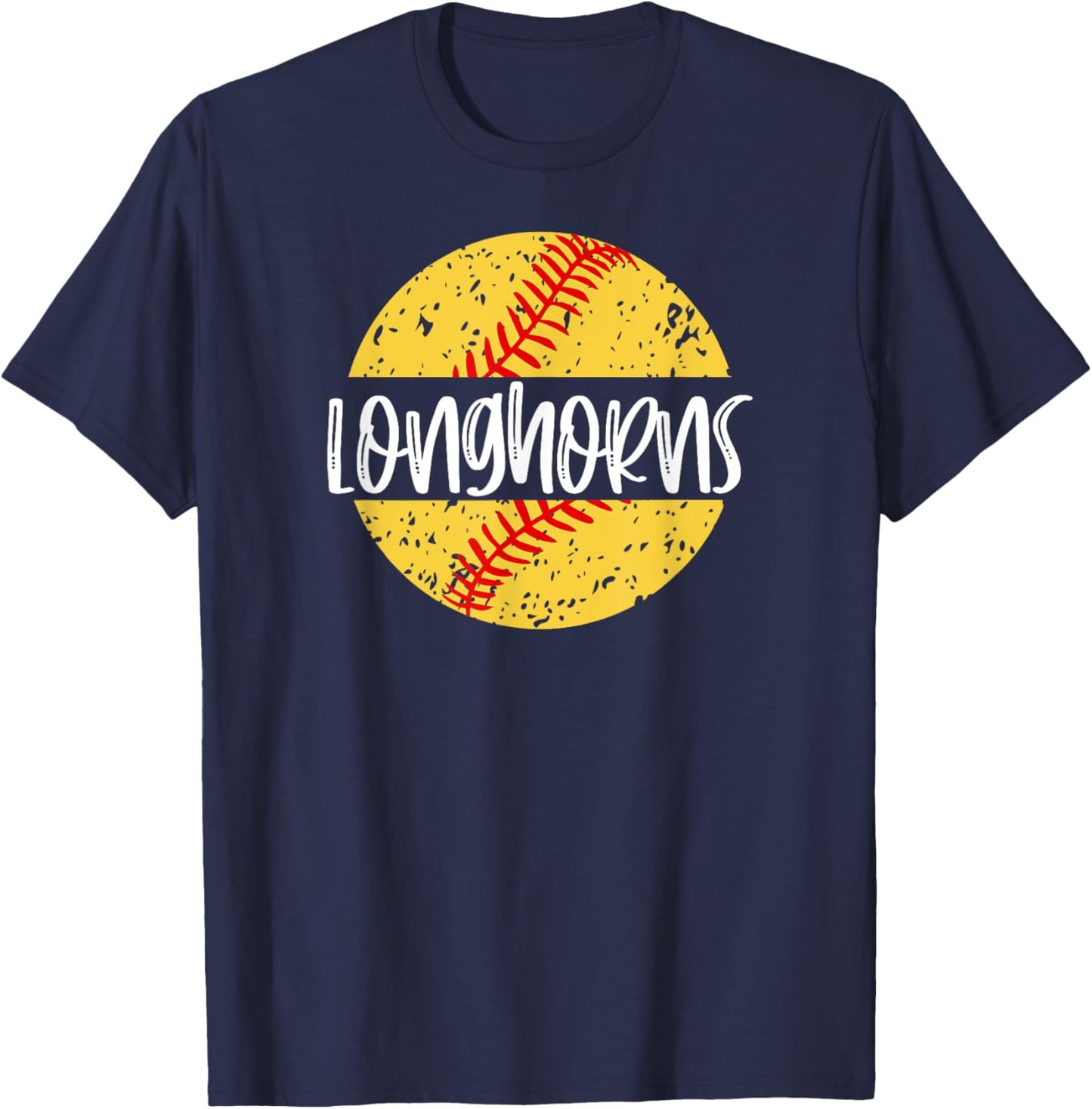 Longhorns Softball Team Mascot School Spirit Game Day T-Shirt - T-Shirt | Navy