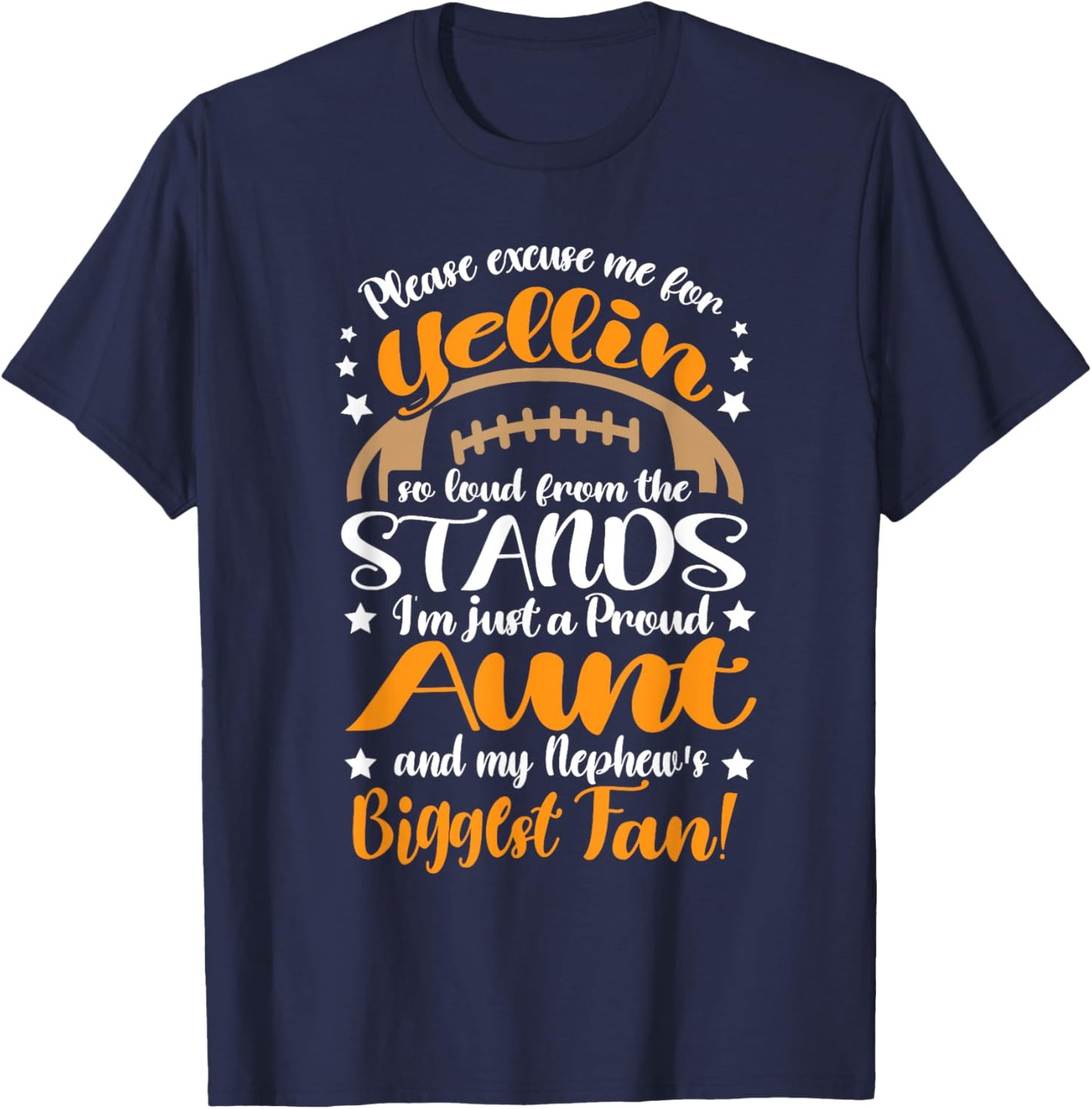 Nephew Biggest Fan Football Aunt Auntie T-Shirt - T-Shirt | Navy