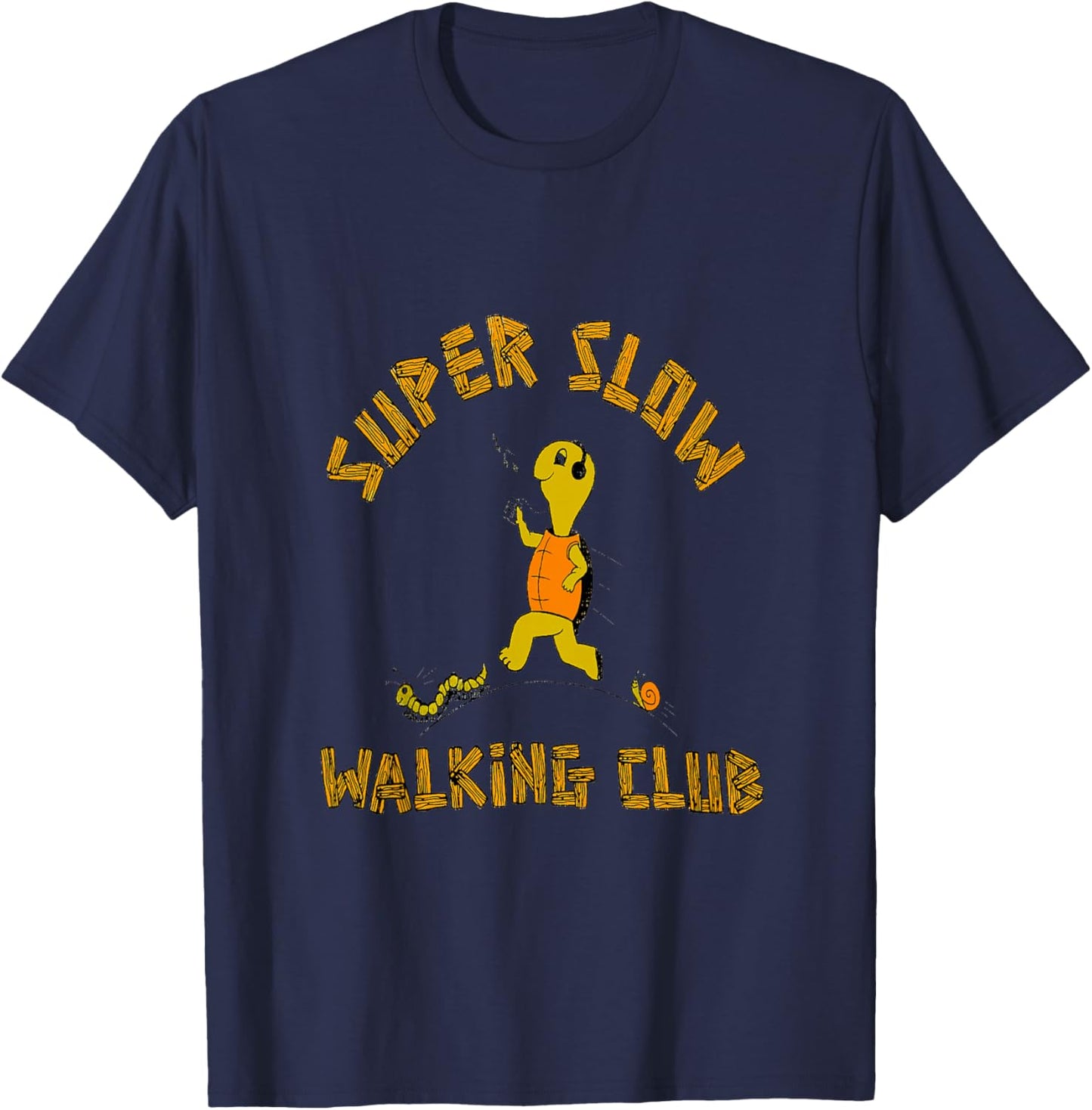 Kids Super Slow Walking Club Funny Baby Girl Boy Turtle Lover T-Shirt - T-Shirt | Navy