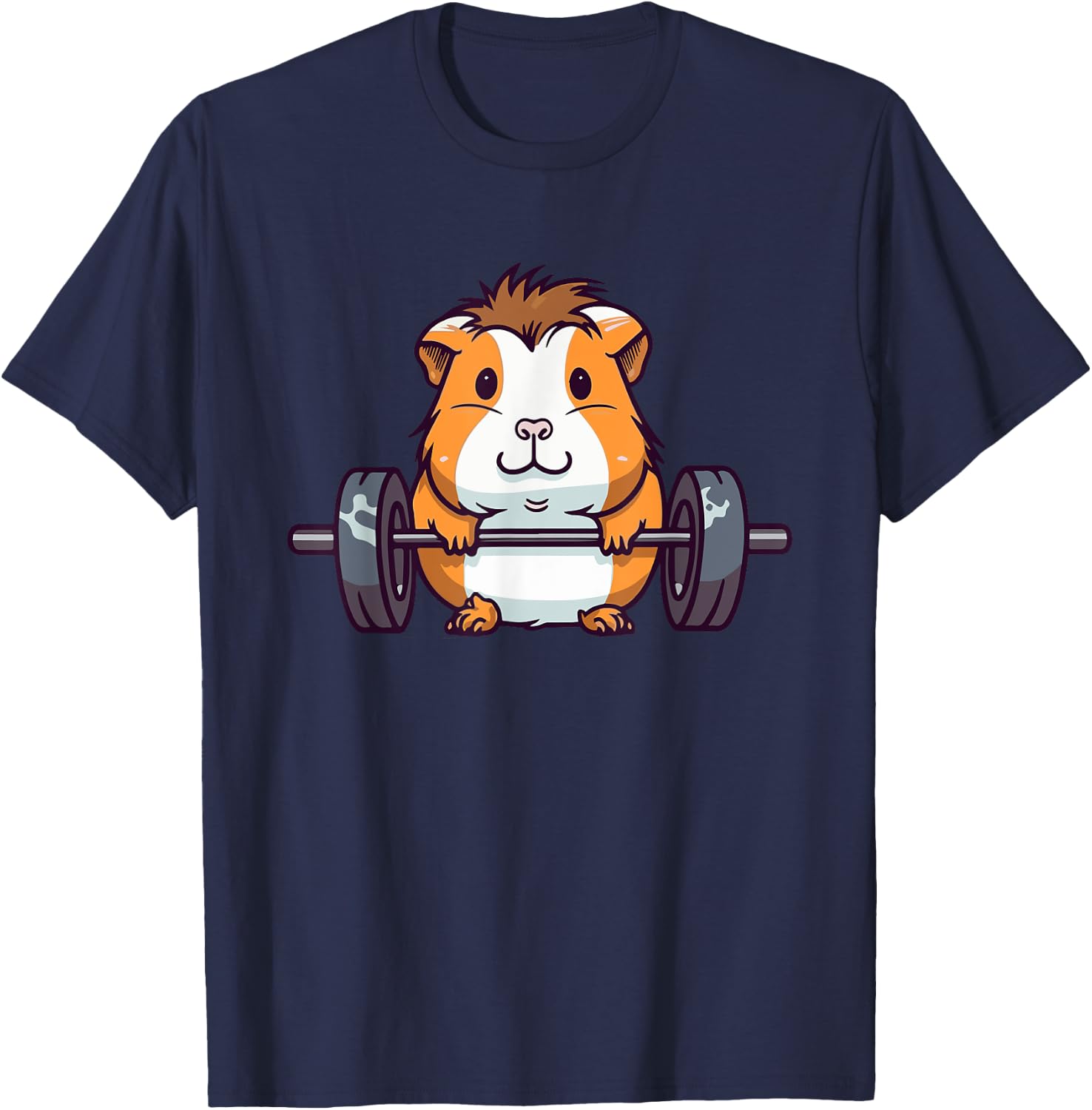 Guinea Pig Lifting Weight Gym Rodents T-Shirt - T-Shirt | Navy