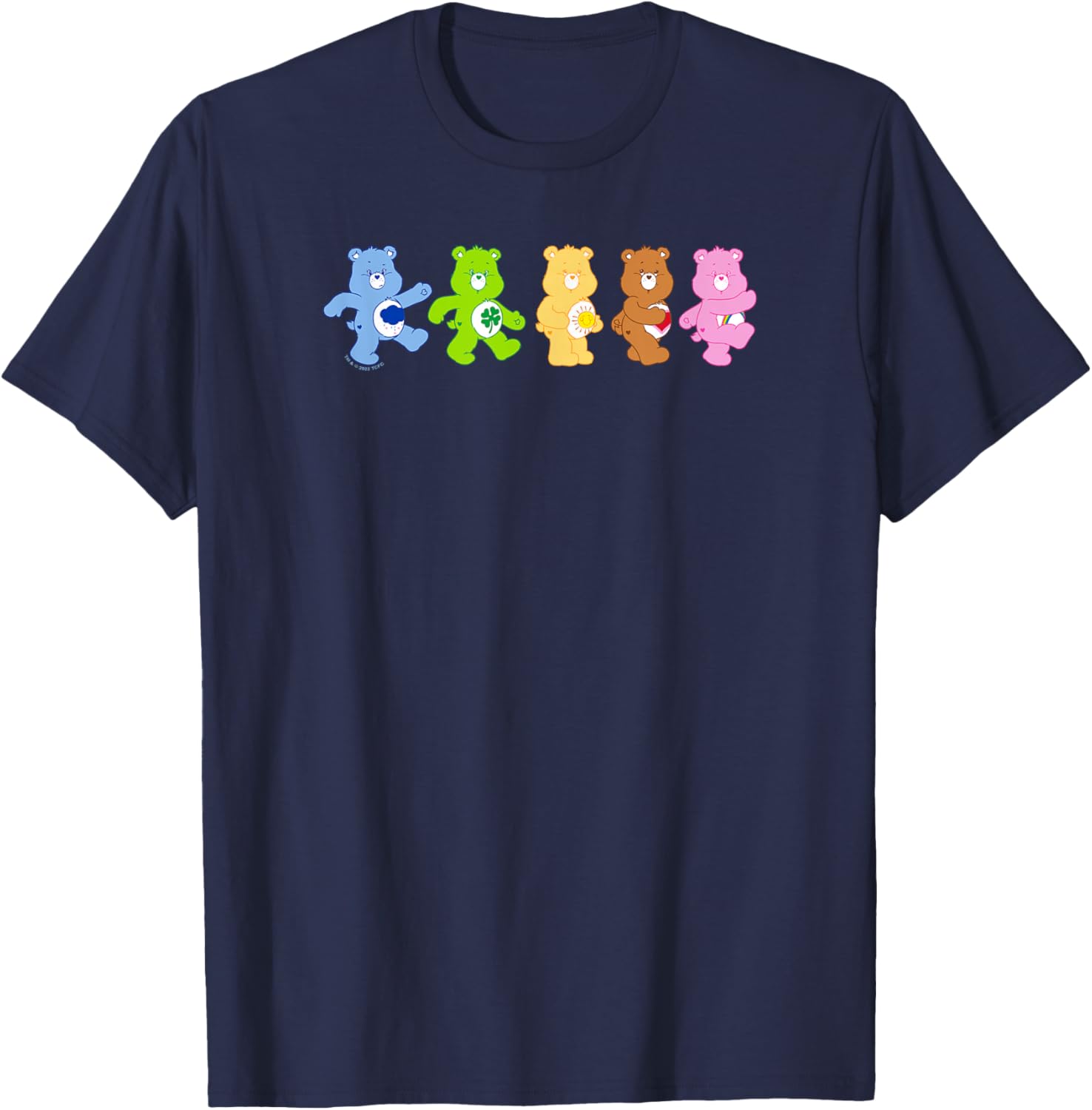 Care Bears Vintage Rainbow Bears Grateful Line Up T-Shirt - T-Shirt | Navy