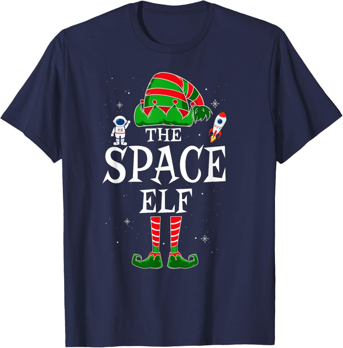 The Space Elf Group Matching Family Christmas Astronomy T-Shirt - T-Shirt | Navy
