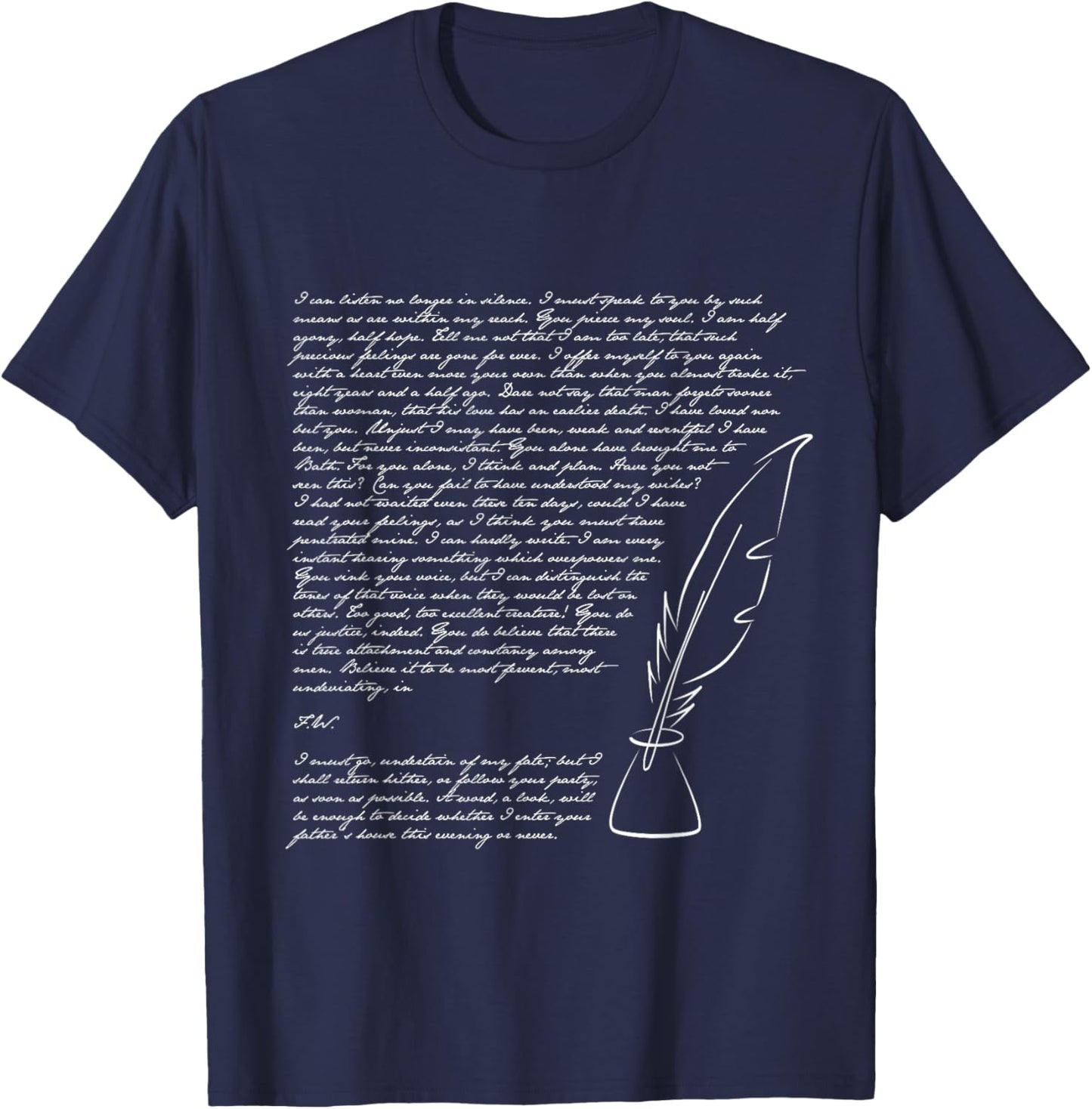 Jane Austen Persuasion Captain Wentworth Letter Literary T-Shirt - T-Shirt | Navy
