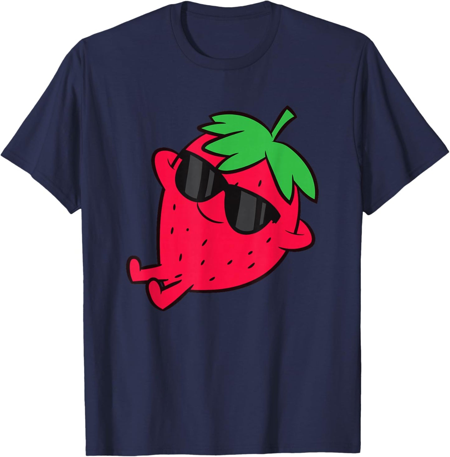 Cute Strawberry Fruit Relaxing Lazy Strawberry T-Shirt - T-Shirt | Navy