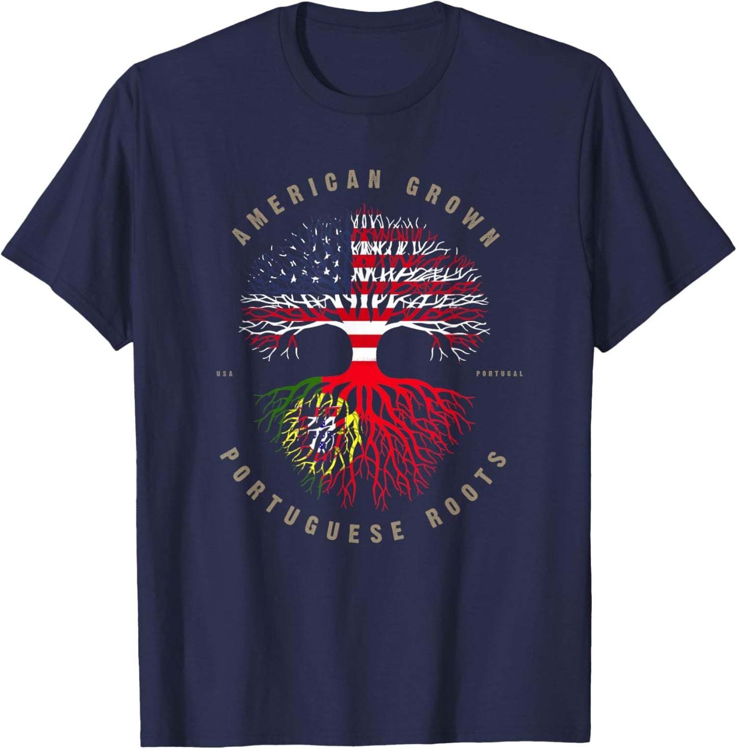 American Grown Portuguese Roots Portugal Flag T-Shirt - T-Shirt | Navy