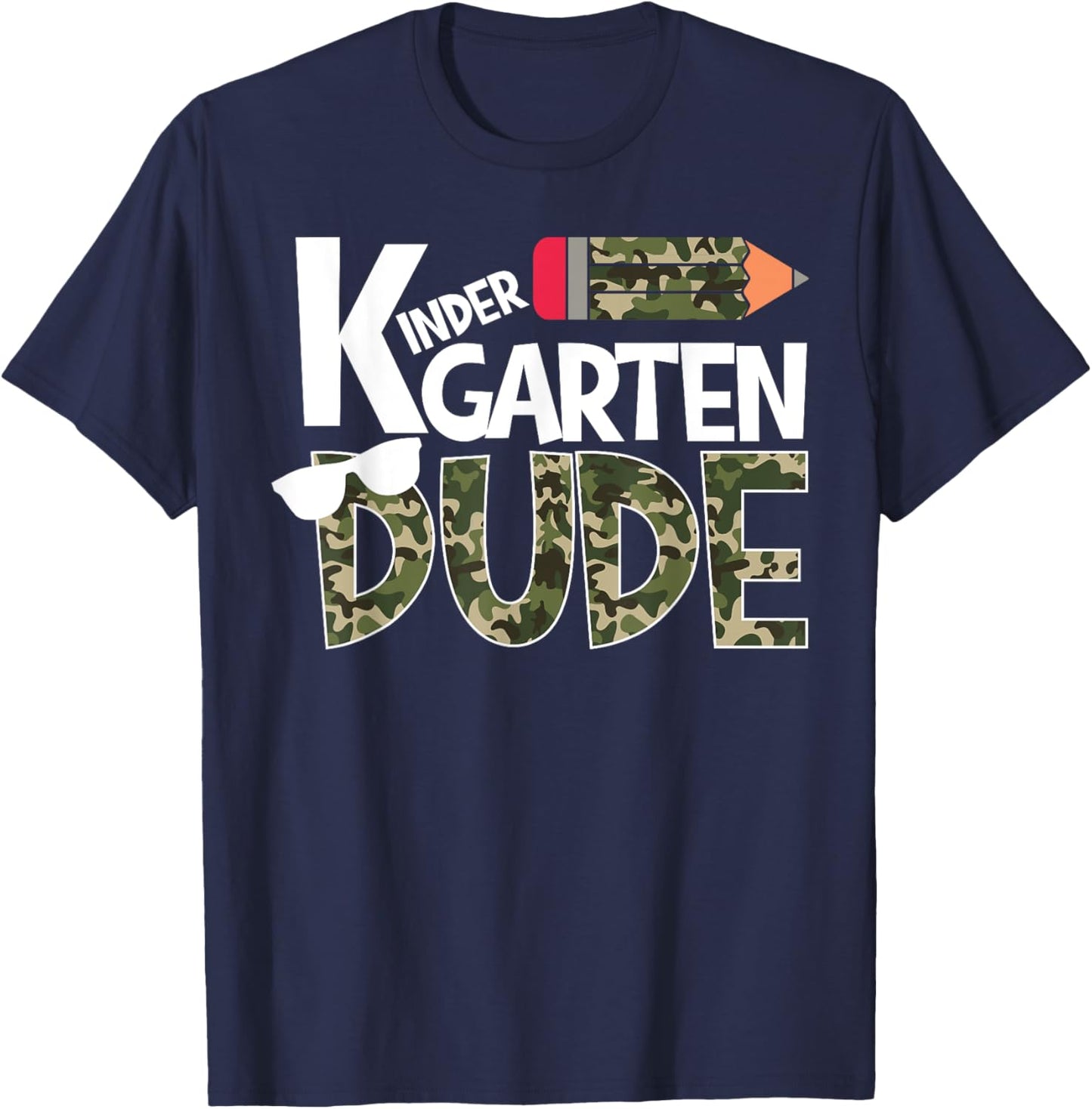 Kindergarten Dude Camo Print Back to School Boys Toddler T-Shirt - T-Shirt | Navy
