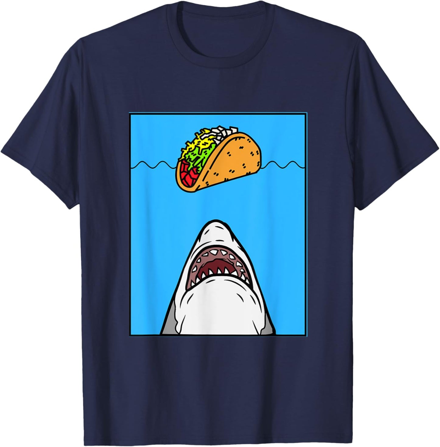 Shark Eating Tacos, Shark With Tacos, Funny Shark Tacos T-Shirt - T-Shirt | Navy