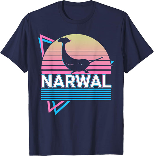 Narwal Retro T-Shirt - T-Shirt | Navy