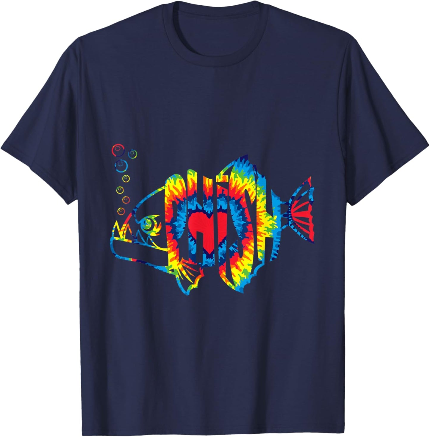 Colorful Phish-Jam, Tie-Dye For Fisherman, Fish Outfits T-Shirt - T-Shirt | Navy