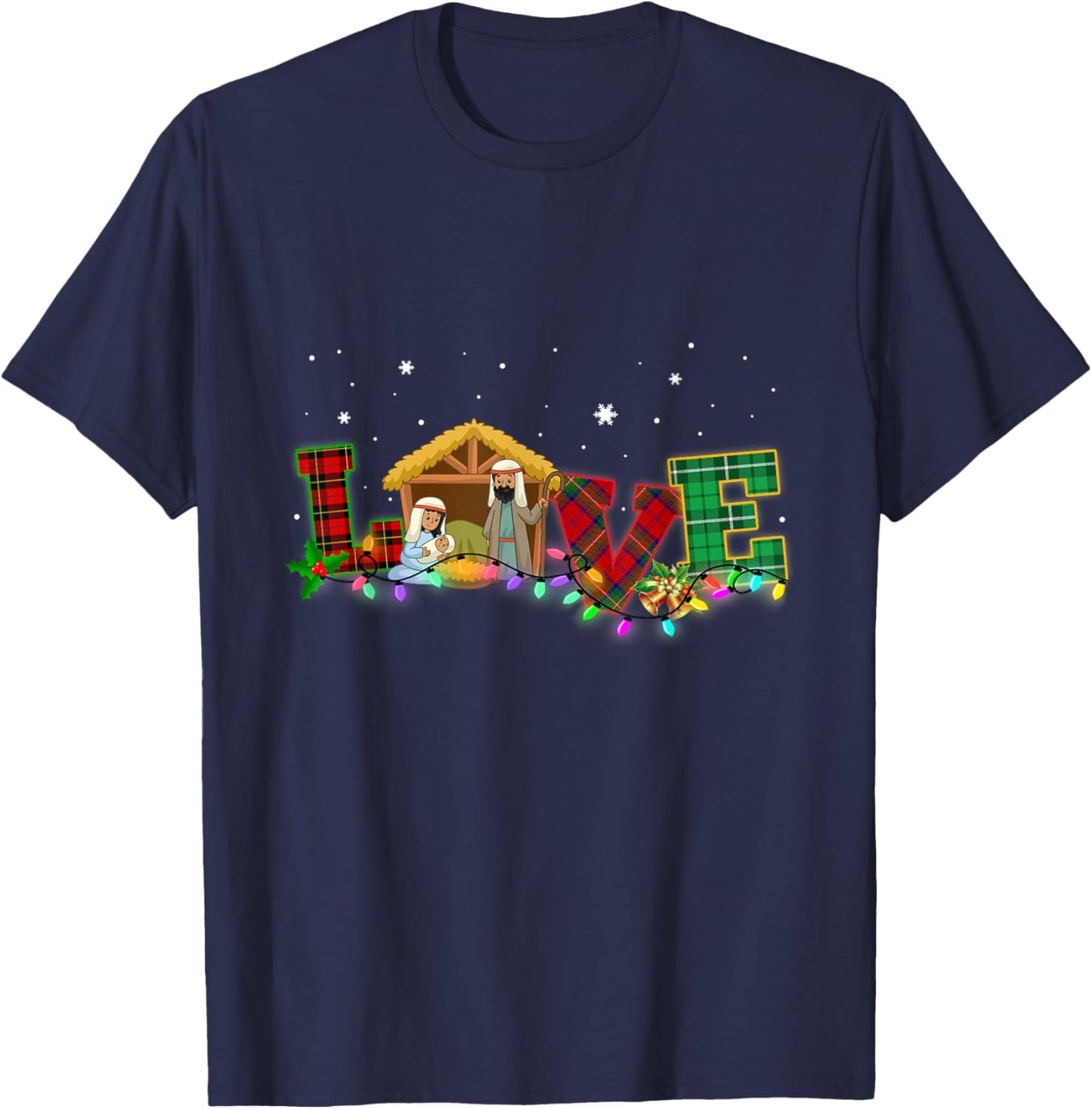 Happy Christmas Love Nativity Laurie Furnell Xmas T-Shirt - T-Shirt | Navy