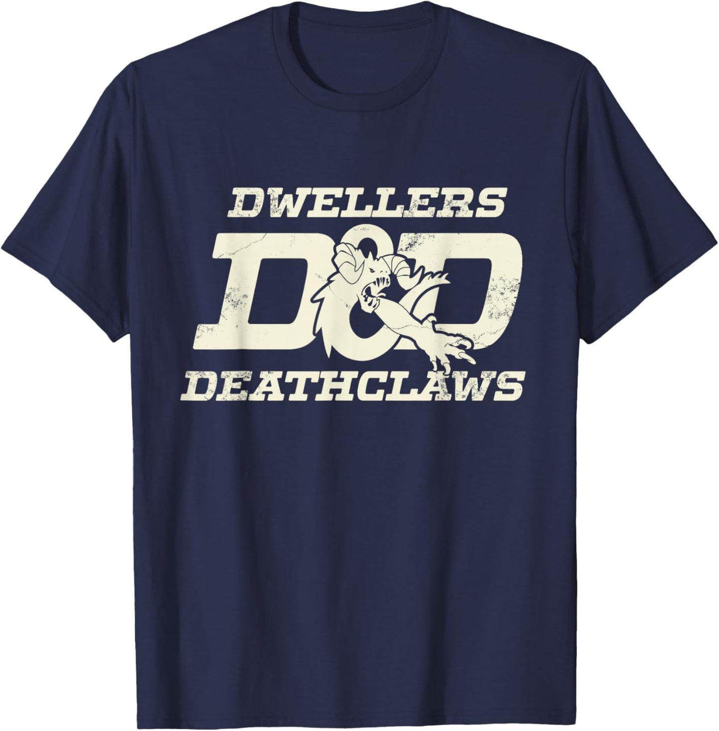 Retro Dwellers and Deathclaws T-Shirt - T-Shirt | Navy