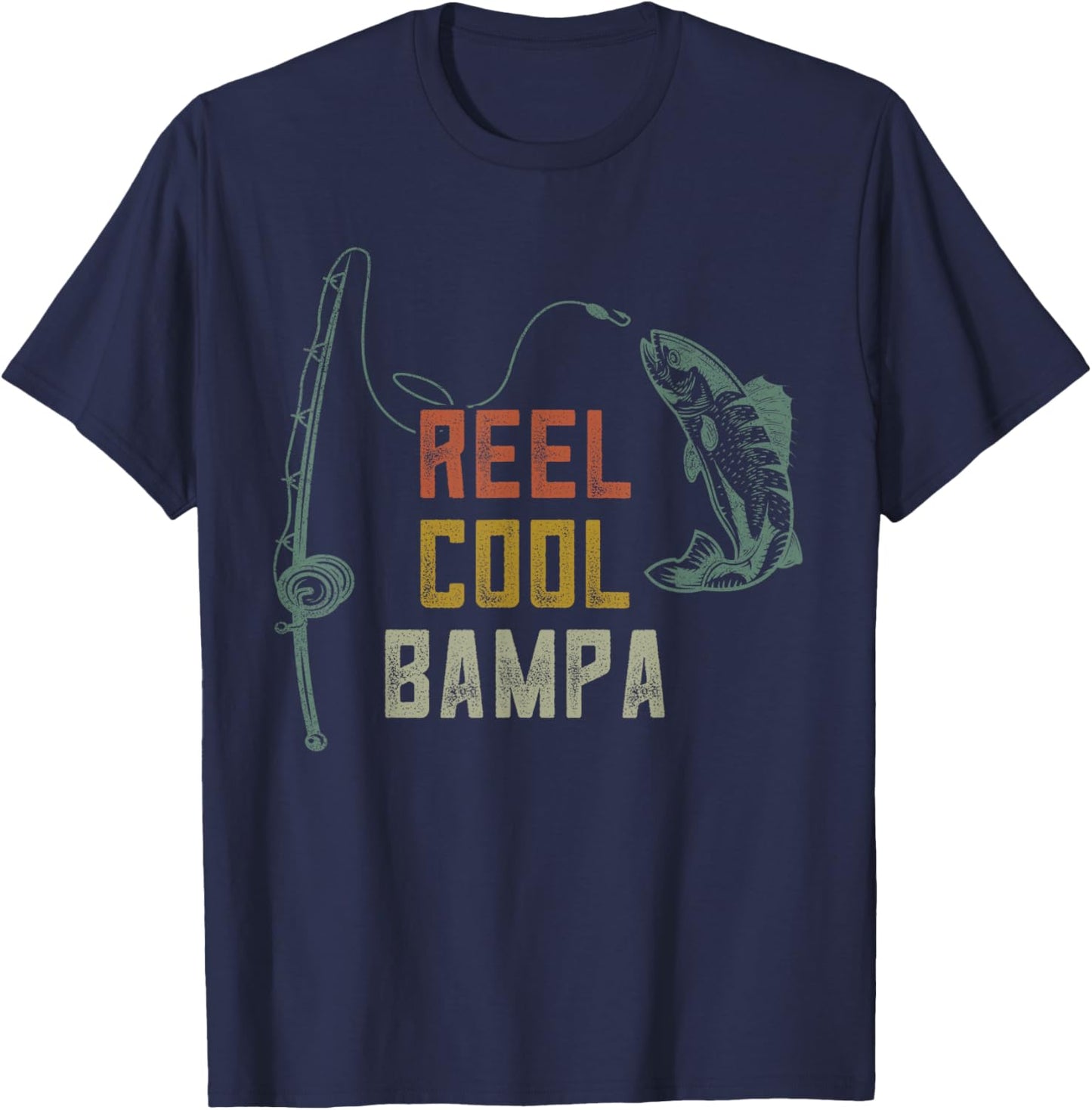 Reel Cool Bampa Fishing Shirts, Fathers Day Fisher Grandpa T-Shirt - T-Shirt | Navy