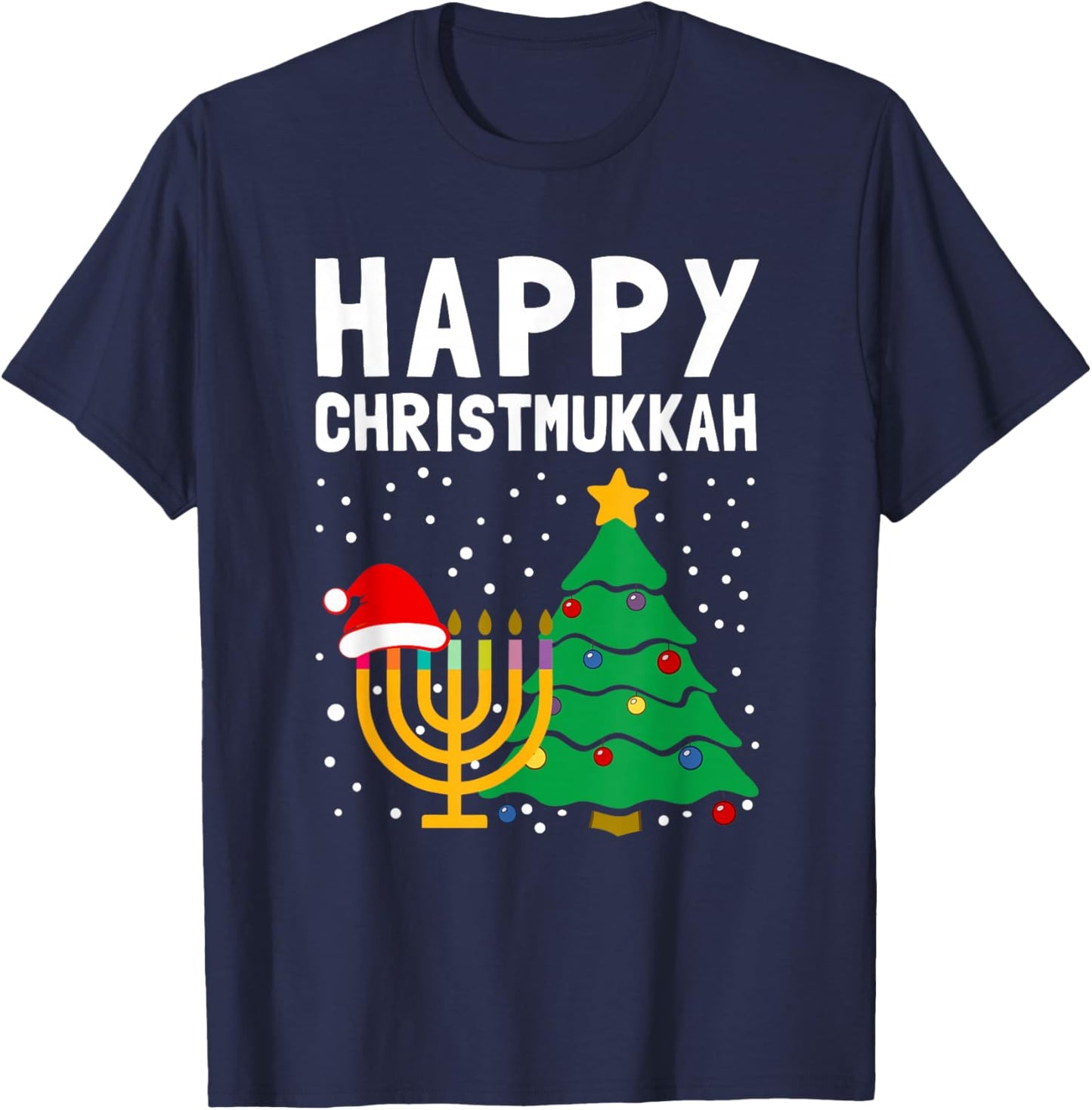 Happy Christmukkah Jewish Christmas Hanukkah Chanukah Gift T-Shirt - T-Shirt | Navy