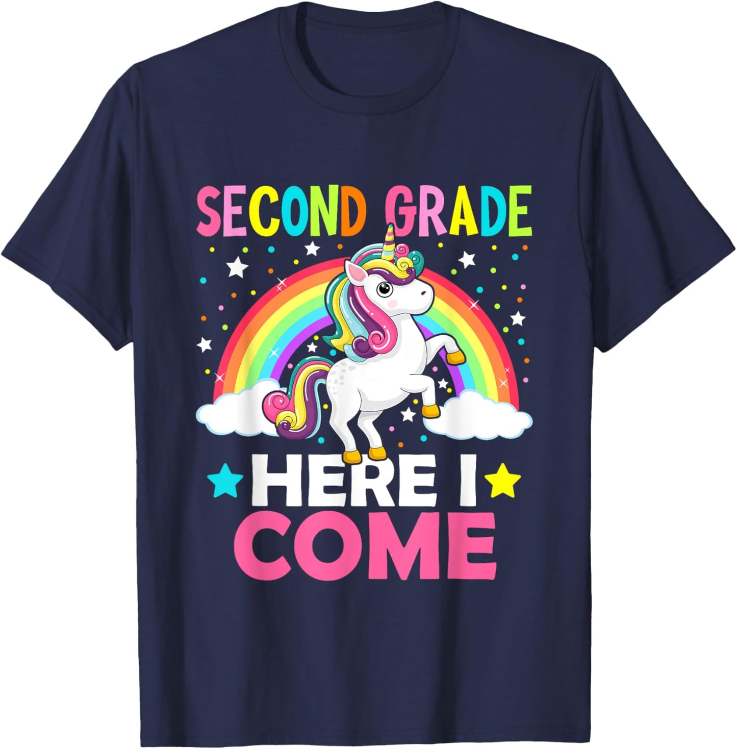 Second Grade Here I Come Unicorn Back To School 2nd Graders T-Shirt - T-Shirt | Navy
