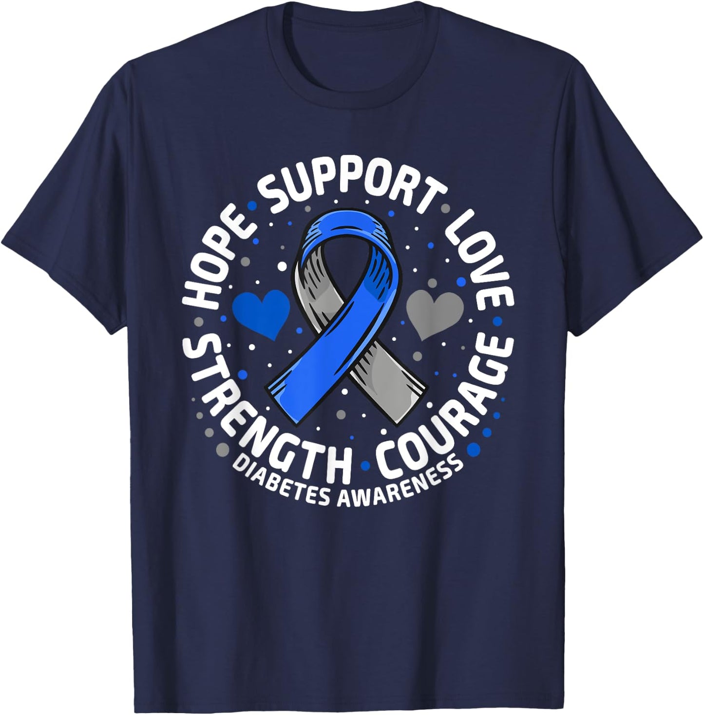 Diabetes Awareness Diabetic Love Support T2D T1D Diabetes T-Shirt - T-Shirt | Navy