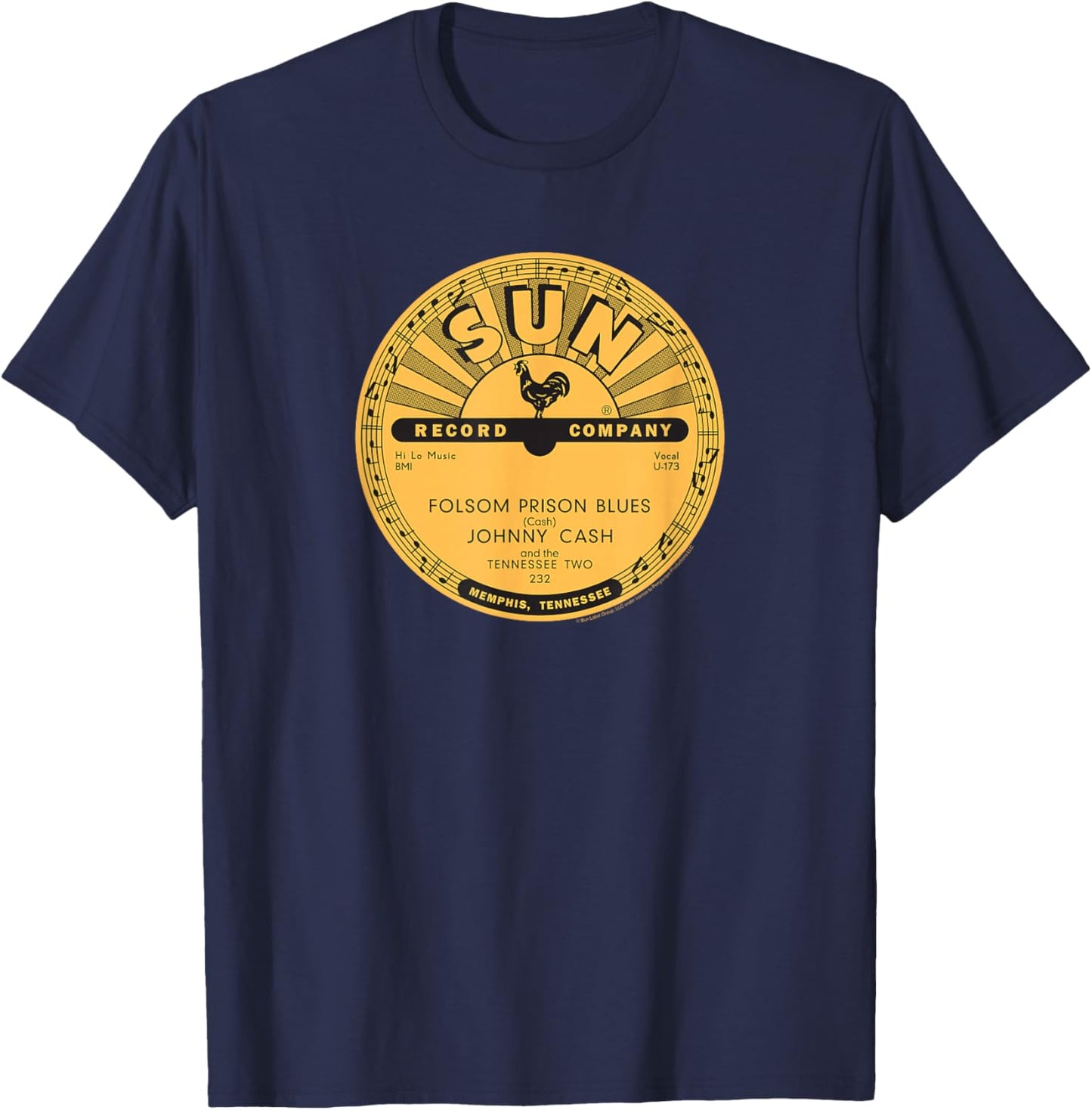 Sun Records Vinyl Johnny Cash Folsom Prison Blues T-Shirt - T-Shirt | Navy
