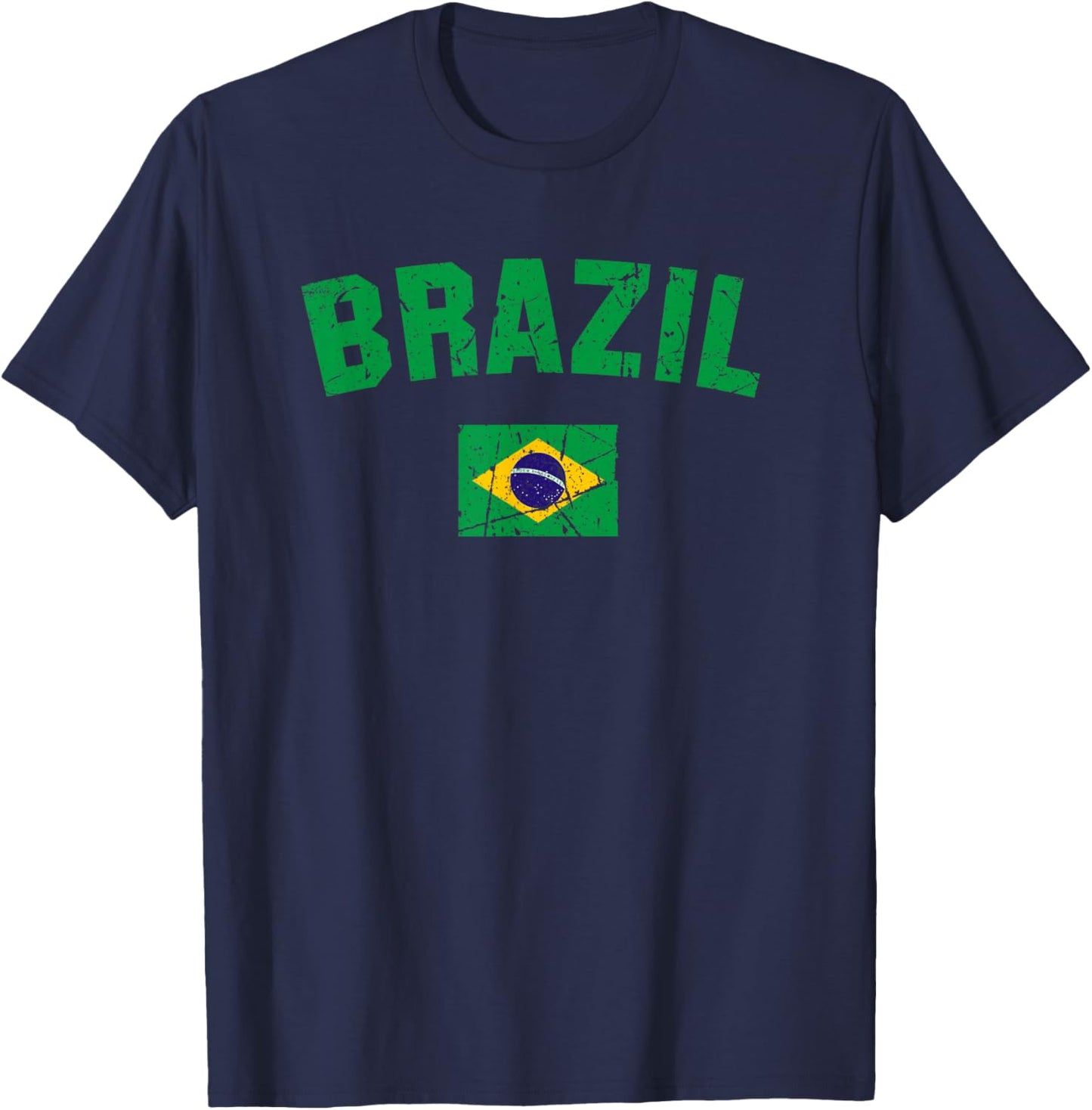 BRAZIL BRASIL Flag Vintage | Men Women Kids BRAZIL T-Shirt - T-Shirt | Navy