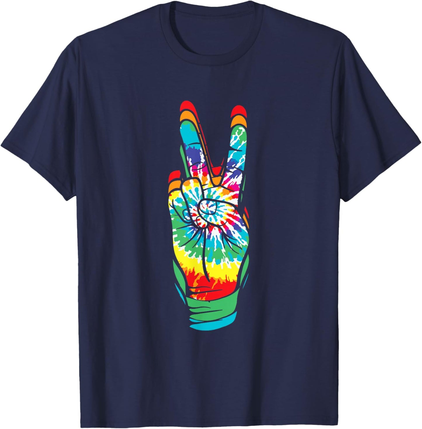Retro Peace Sign Vintage Tie Dye 60's 70's Hippie Funny T-Shirt - T-Shirt | Navy