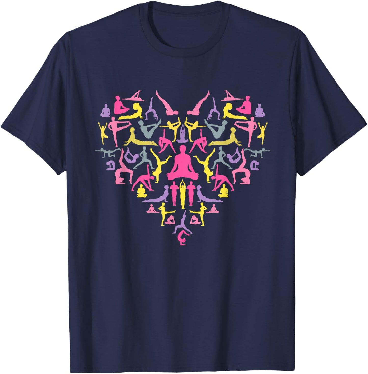 Yoga Heart Valentine's Day Spiritual Zen Pose Yoga Master T-Shirt - T-Shirt | Navy