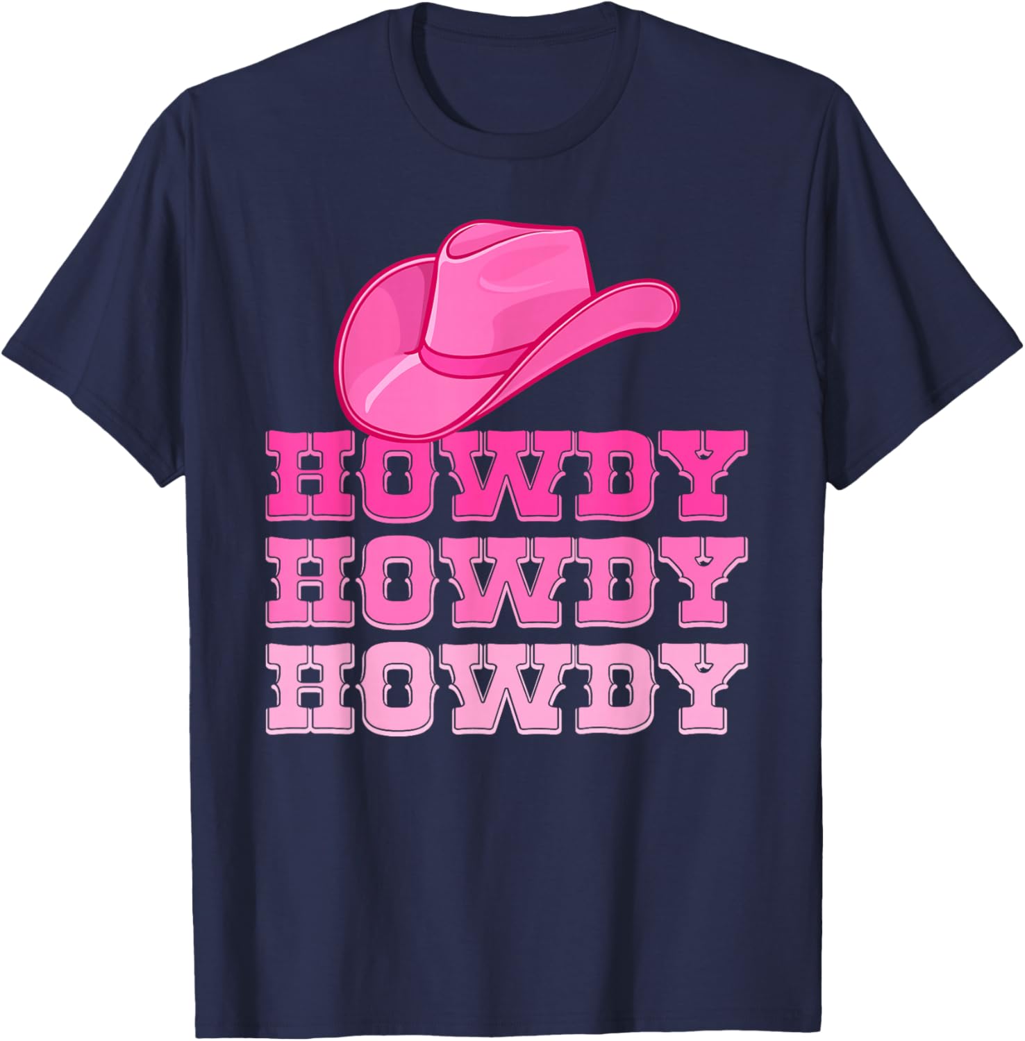 Girls Pink Howdy Shirt Cowgirl Western Country Rodeo T-Shirt - T-Shirt | Navy