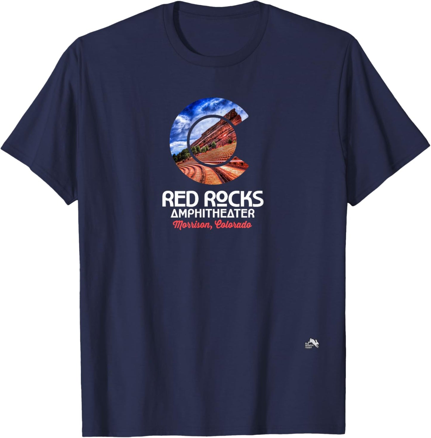 Red Rocks Amphitheater - Colorado State Flag - Morrison T-Shirt - T-Shirt | Navy