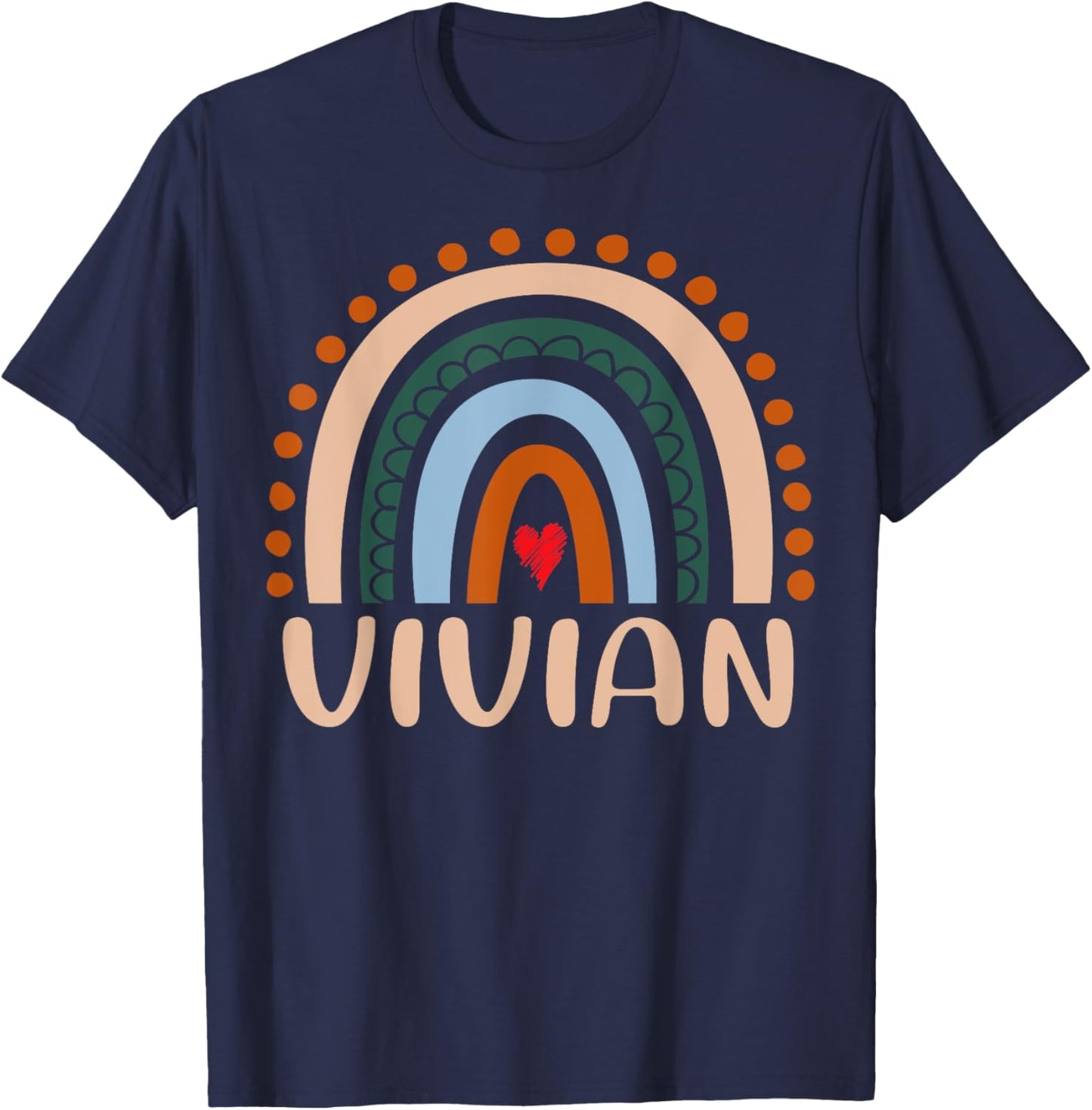 Vivian Name Personalized Funny Women Rainbow Vivian T-Shirt - T-Shirt | Navy